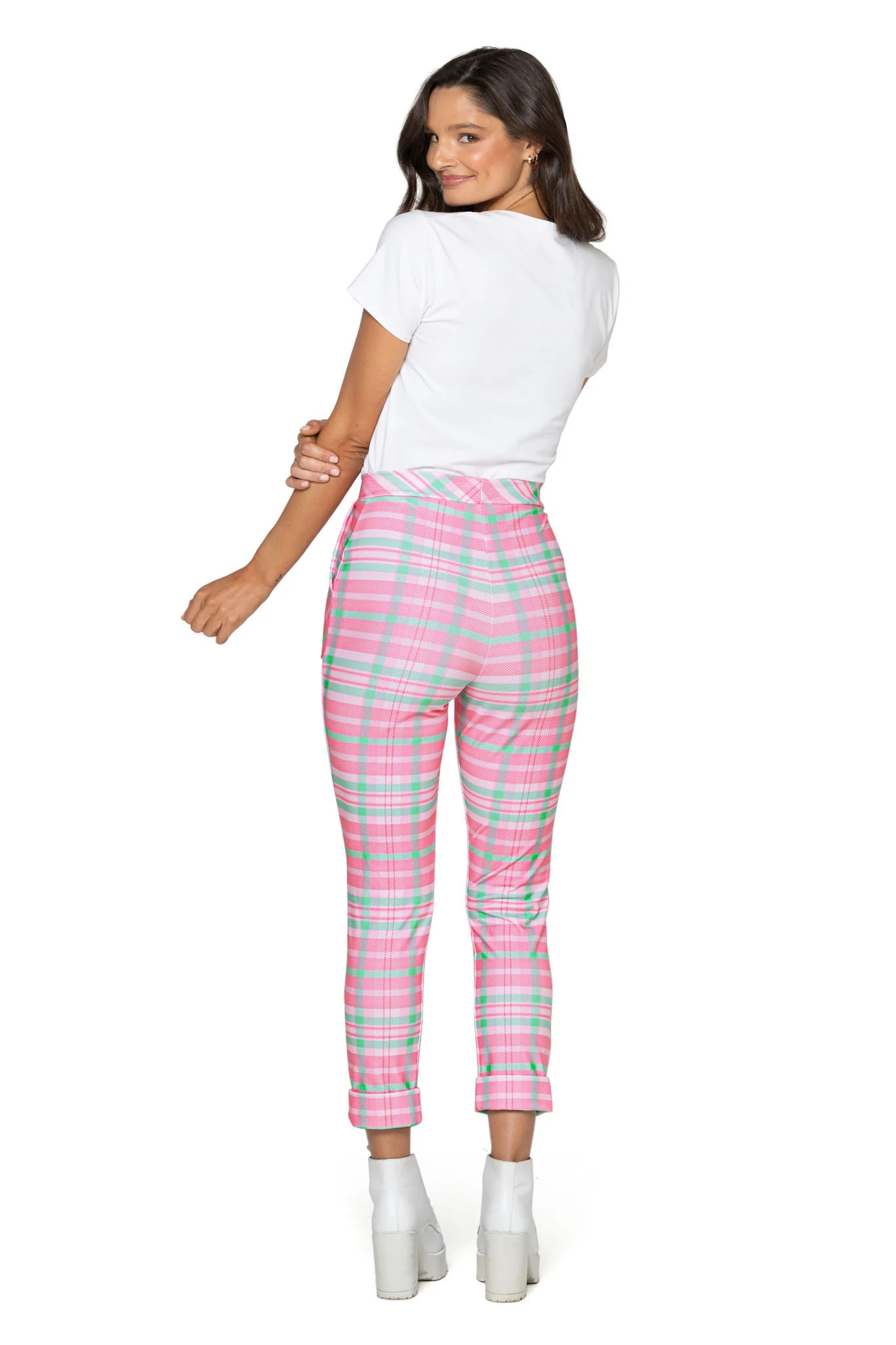 Tartan Pink Cuffed Pants - Image 2