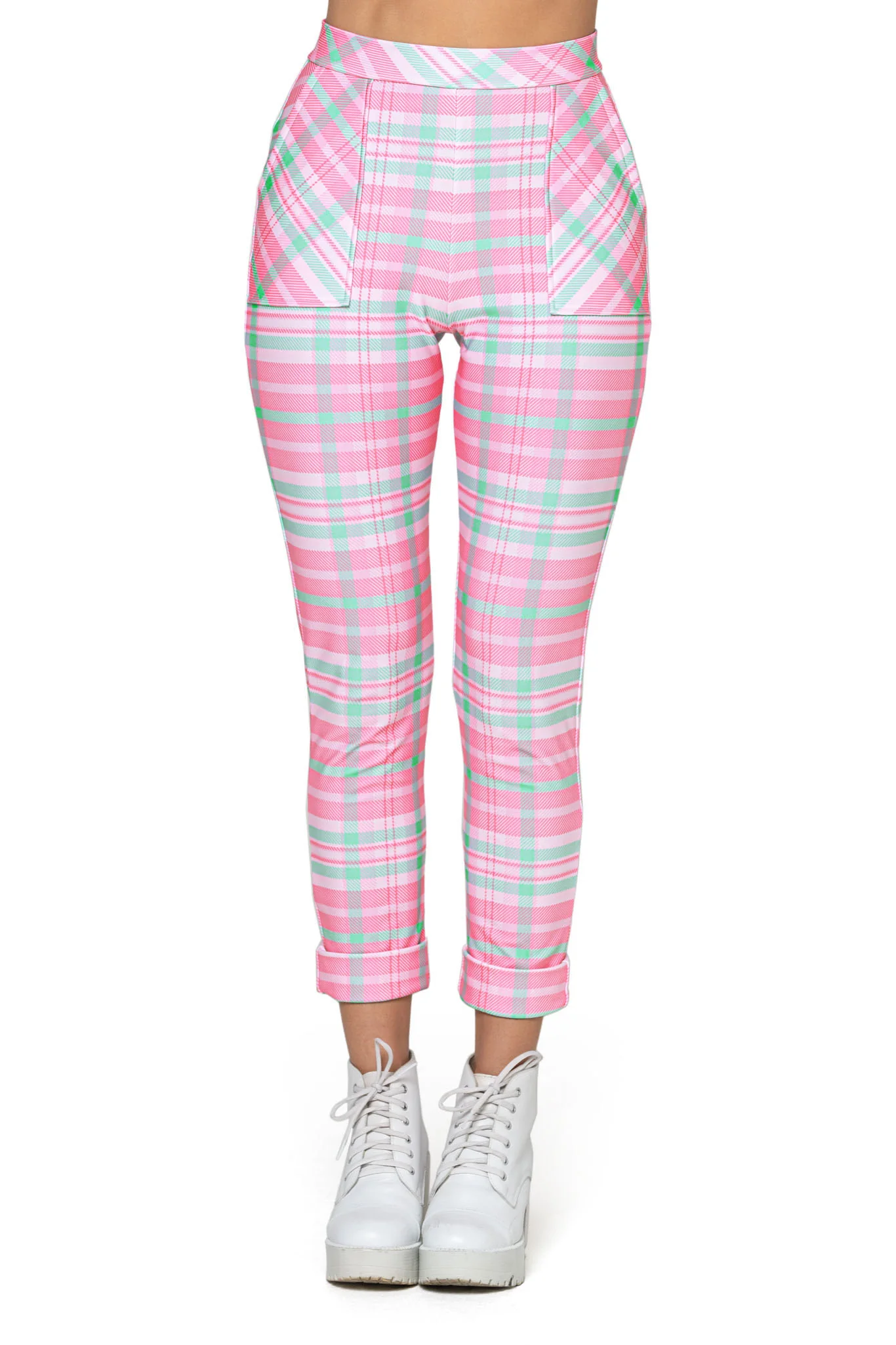 Tartan Pink Cuffed Pants - Image 4