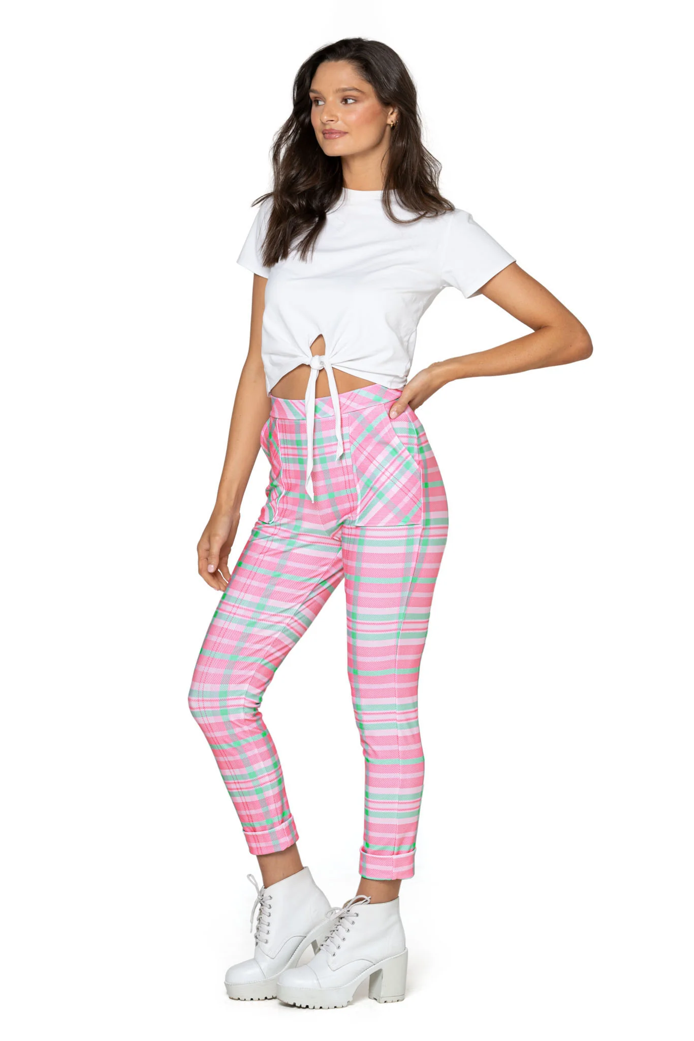Tartan Pink Cuffed Pants - Image 7