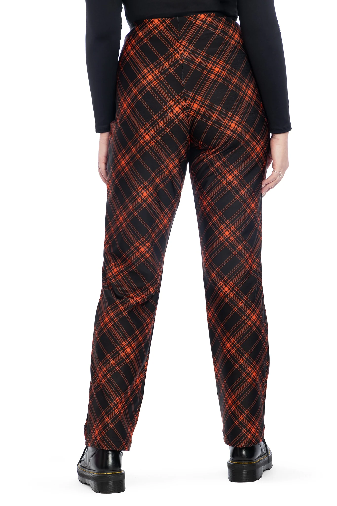 Tartan Punk Orange High Waisted Straight Leg Pants - Image 2