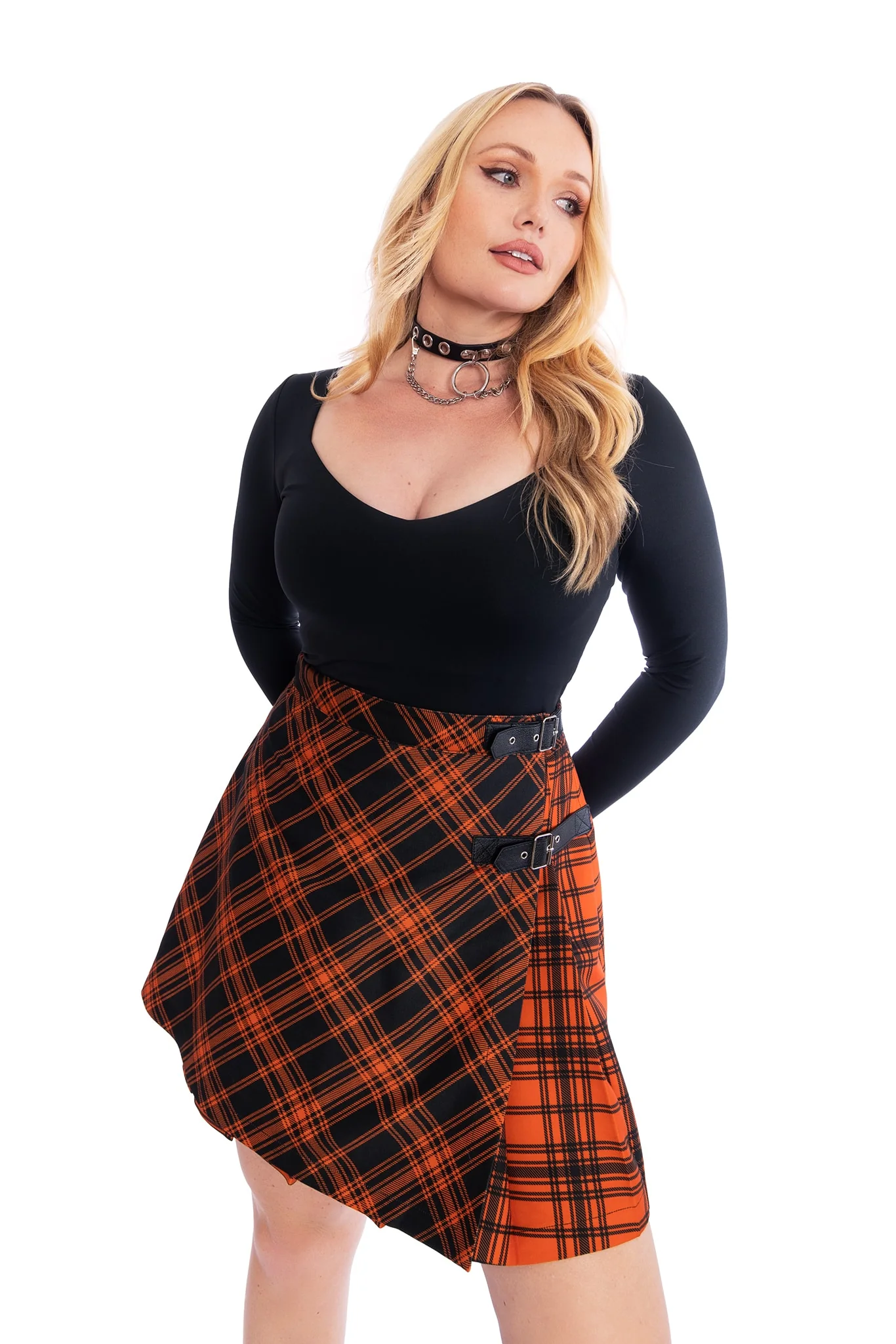 Tartan Punk Orange Skater Kilt - Image 6