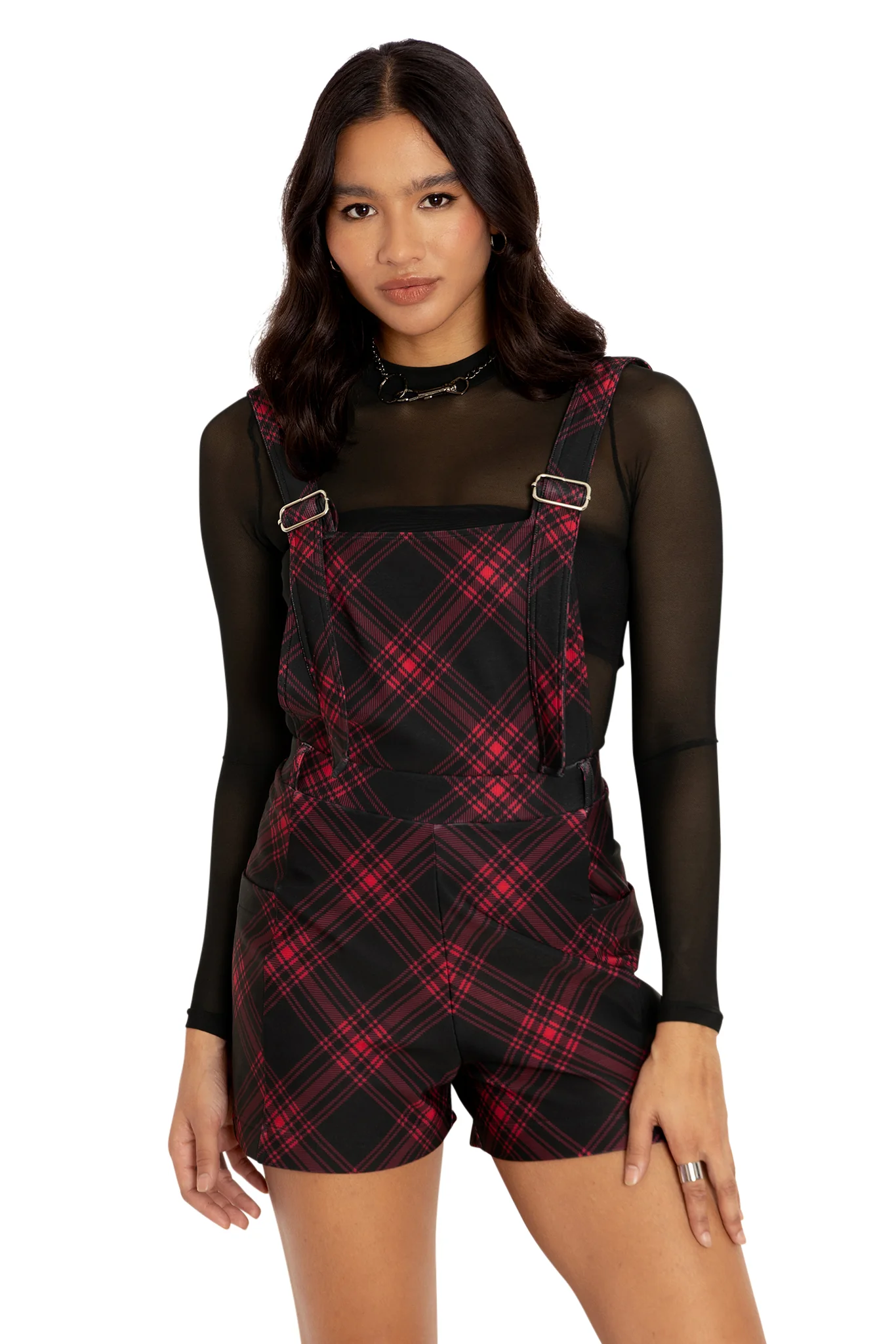 Tartan Punk Red Play Overalls