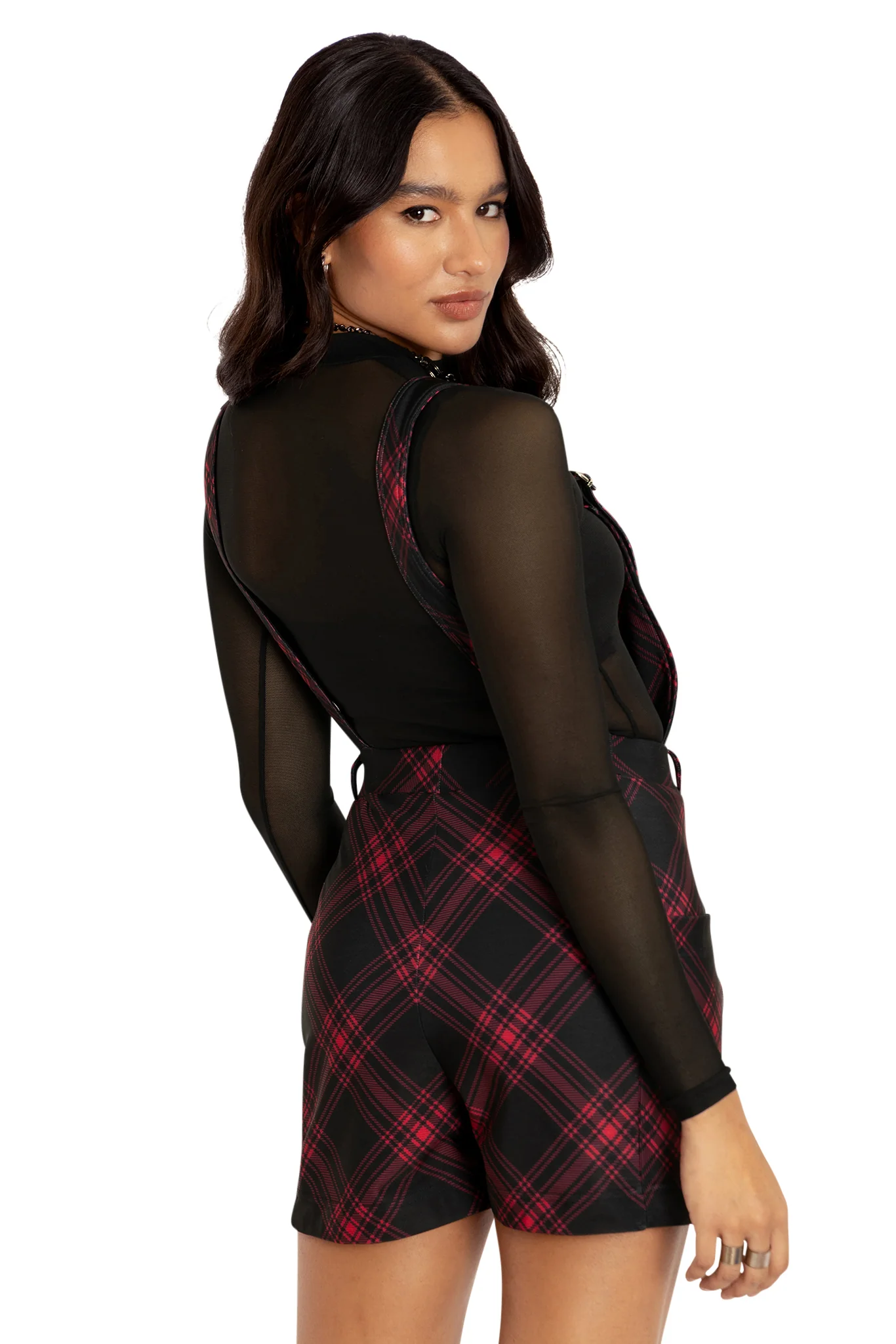 Tartan Punk Red Play Overalls - Image 2