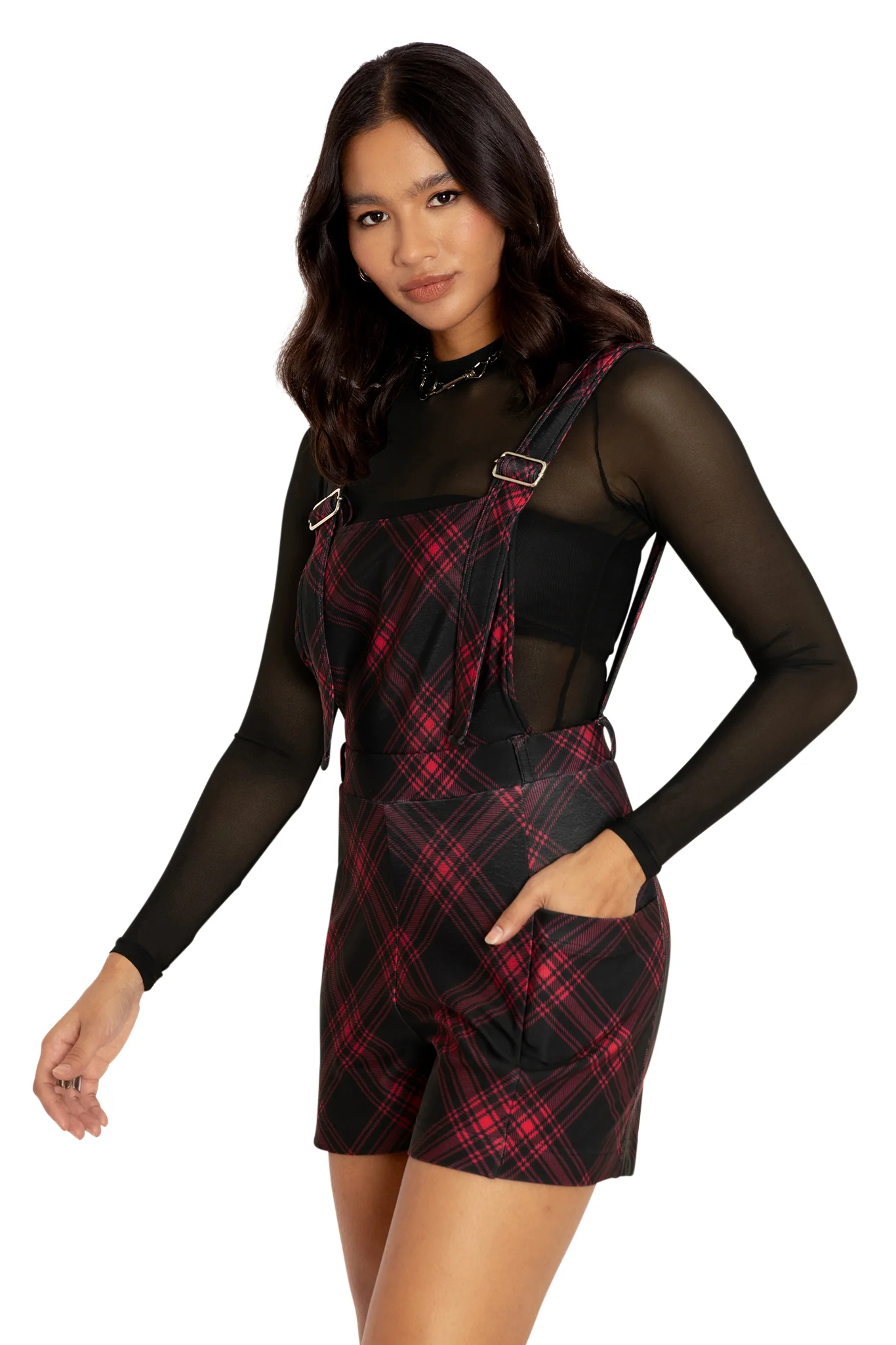 Tartan Punk Red Play Overalls - Image 5