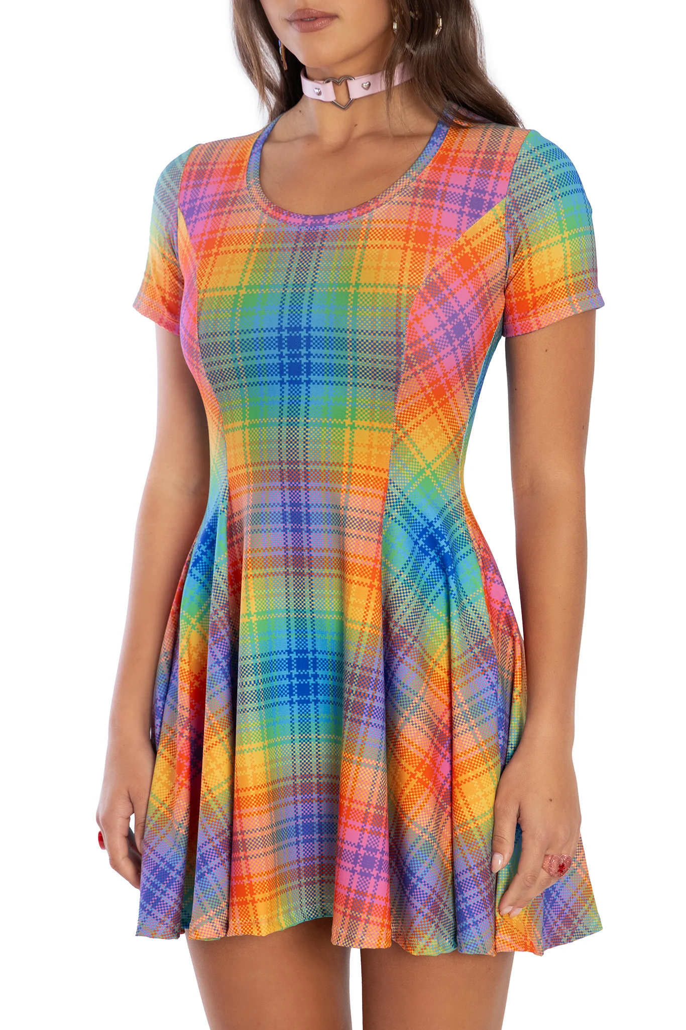 Tartan Rainbow Scoop Evil Tee Dress - Image 3