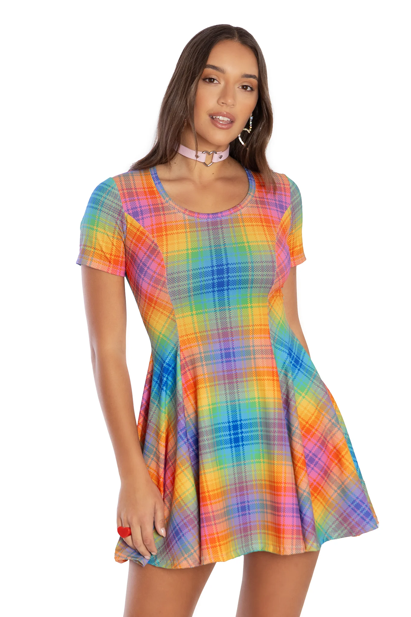 Tartan Rainbow Scoop Evil Tee Dress - Image 5