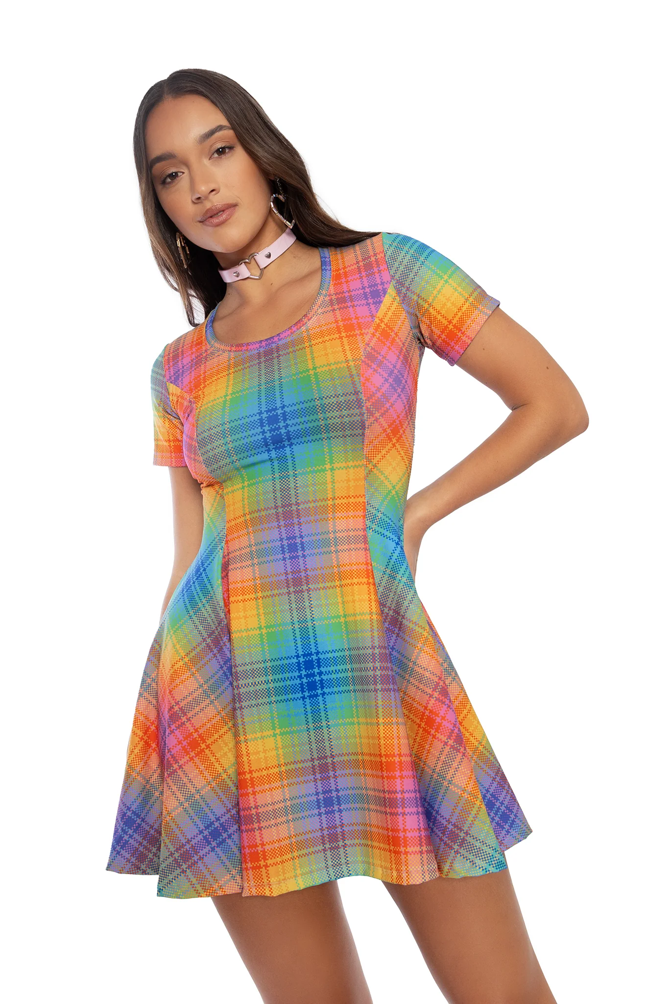 Tartan Rainbow Scoop Evil Tee Dress - Image 6