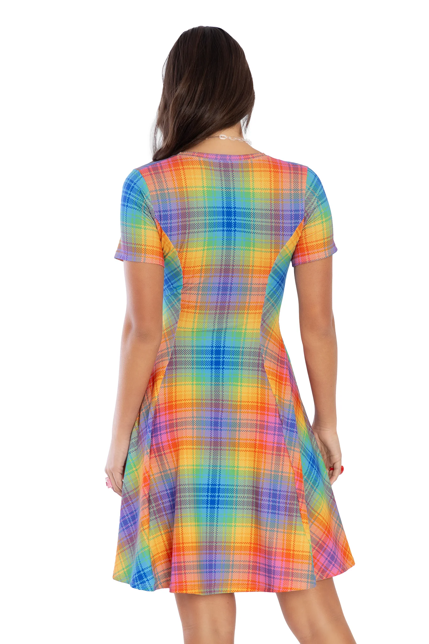 Tartan Rainbow Scoop Longline Evil Tee Dress - Image 2