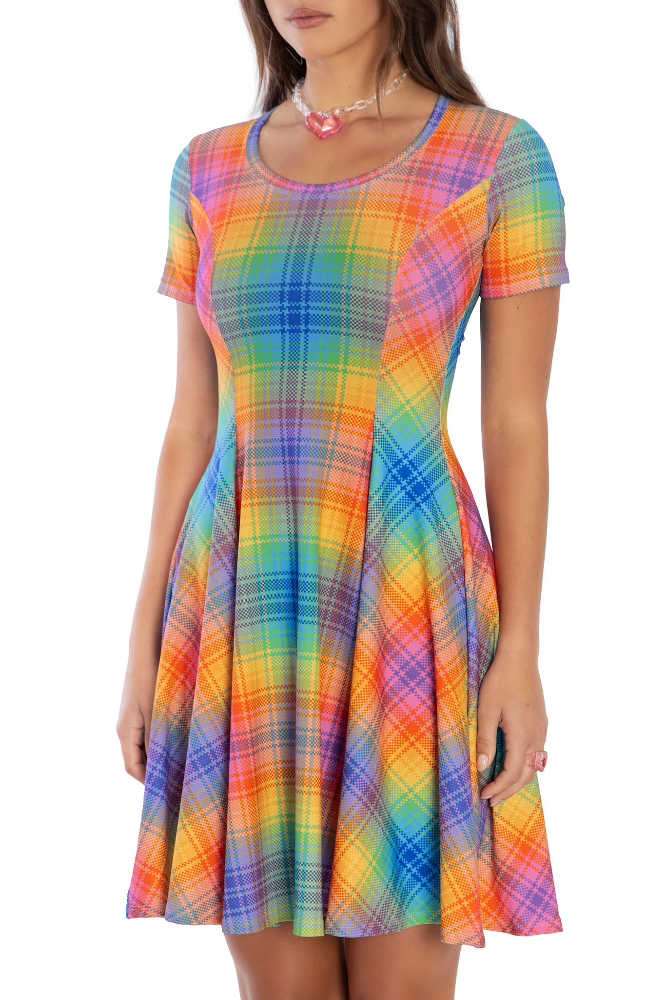 Tartan Rainbow Scoop Longline Evil Tee Dress - Image 3