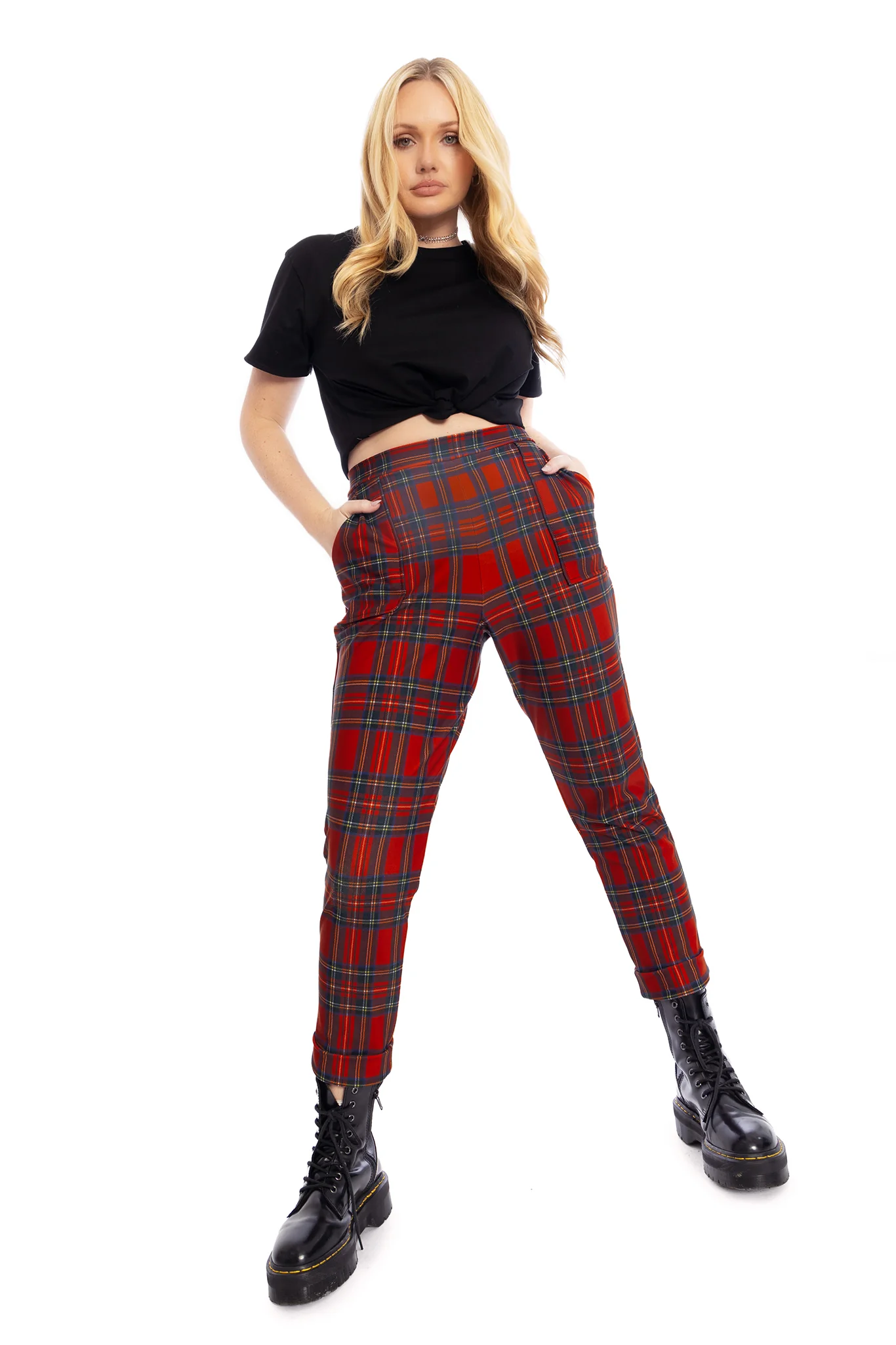 Tartan Red Cuffed Pants - Image 6