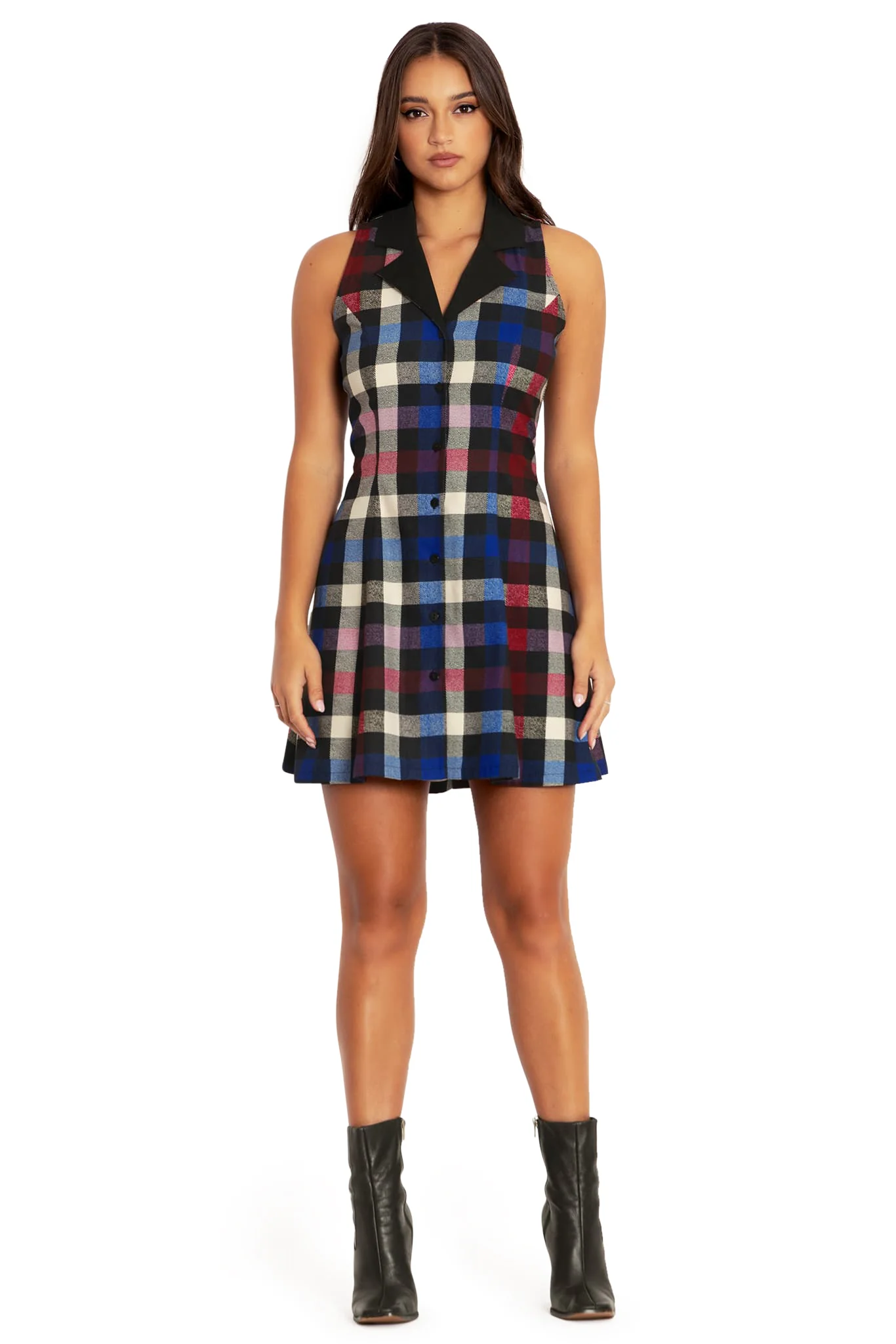 Tartan Static Corset Back Shirt Dress
