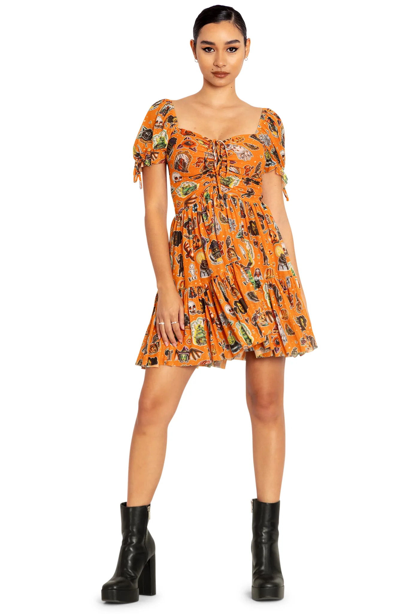 Tattoween Pumpkin Short Tea Party Dress