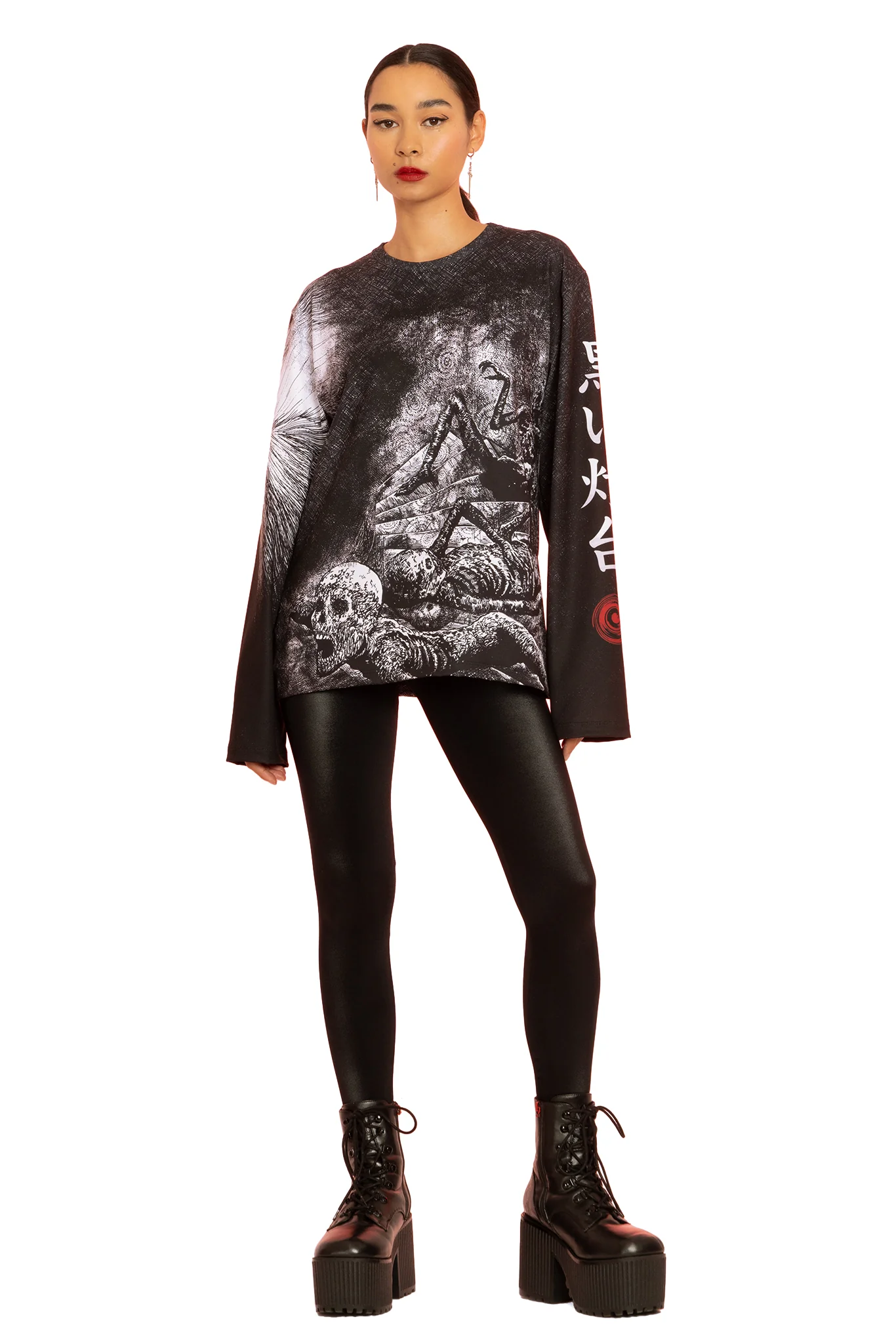 The Black Lighthouse Long Sleeve Oversized Boyfriend Tee - Image 3