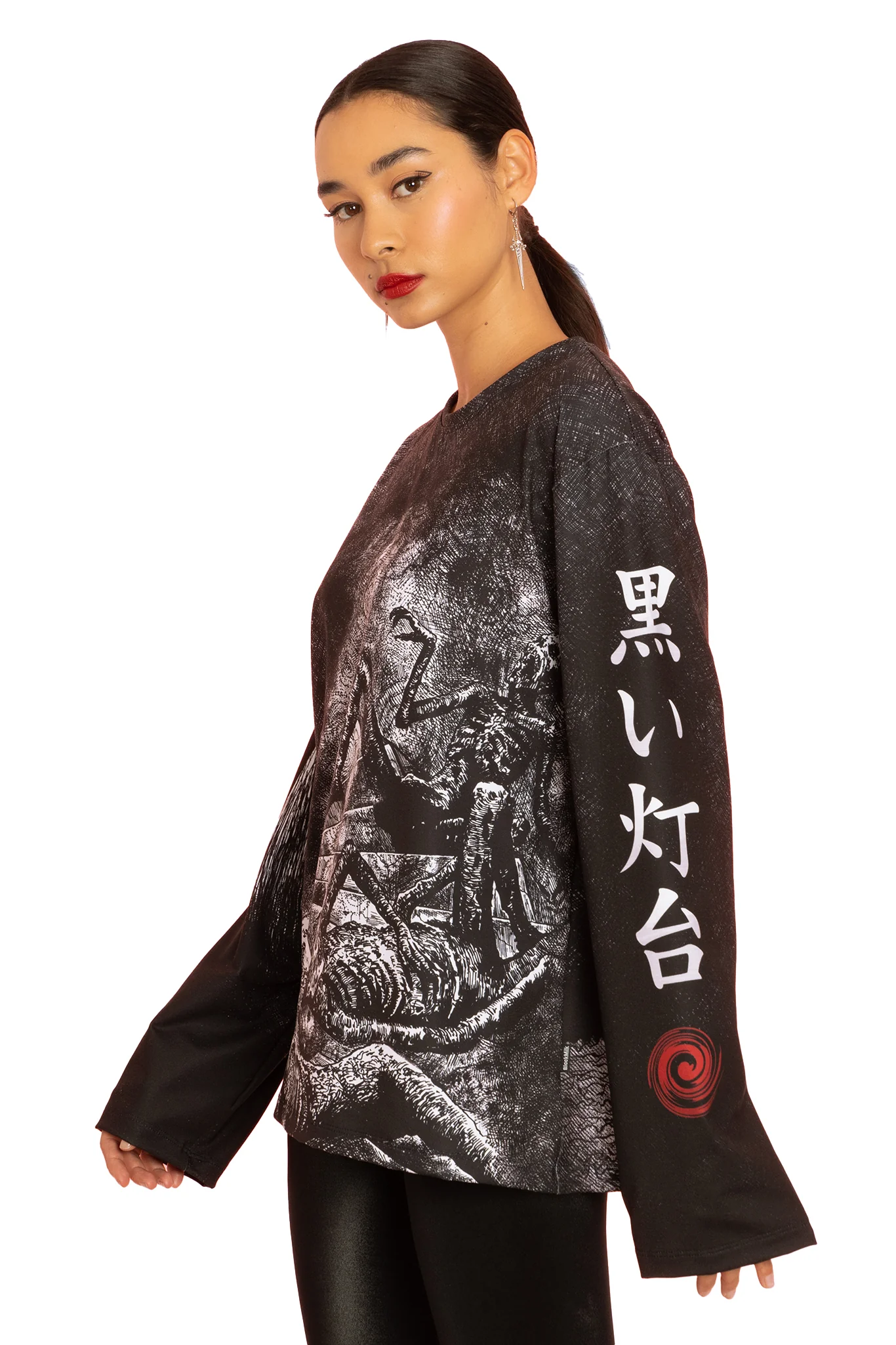 The Black Lighthouse Long Sleeve Oversized Boyfriend Tee - Image 5