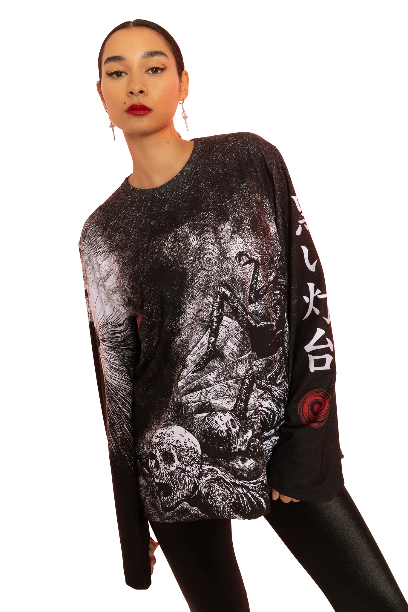 The Black Lighthouse Long Sleeve Oversized Boyfriend Tee - Image 6