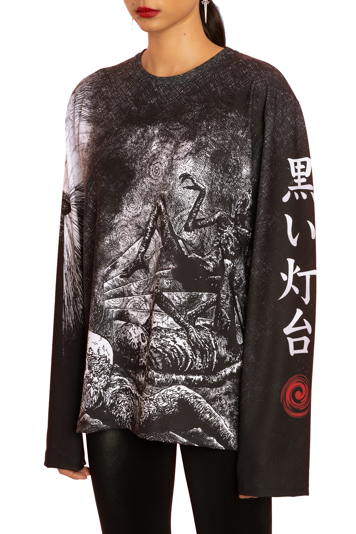The Black Lighthouse Long Sleeve Oversized Boyfriend Tee - Image 7