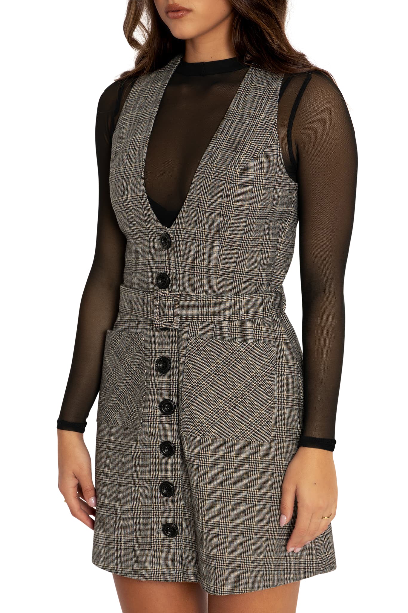 The Explorer Tweed Button Up Pinafore Dress - Image 3