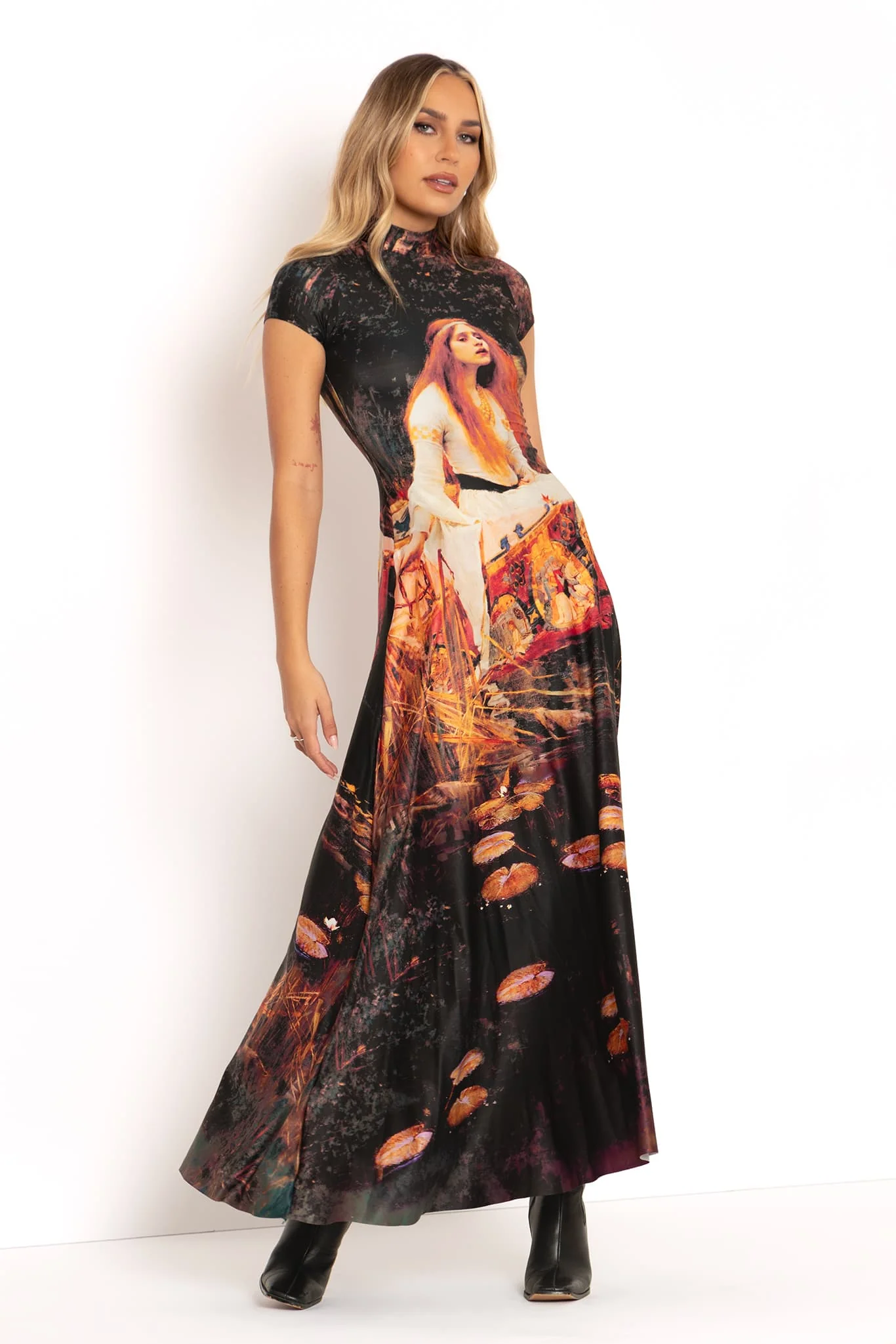 The Lady Of Shalott High Neck Cap Sleeve Maxi Dress - Image 5