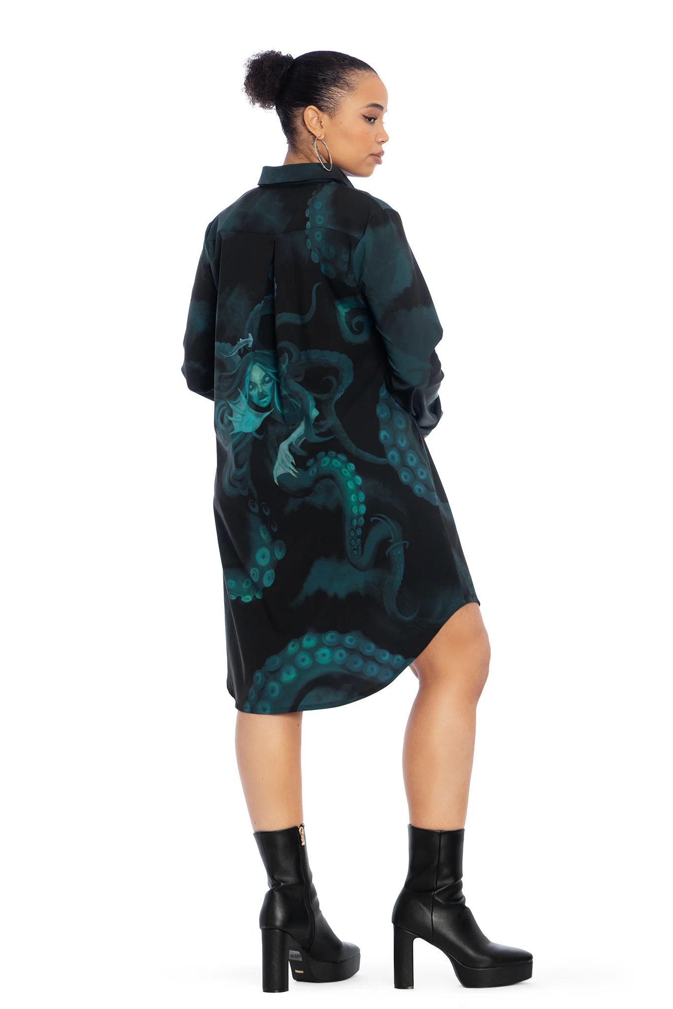 The Mermaid Cometh Long Sleeve Business Time Shirt Dress - Image 6