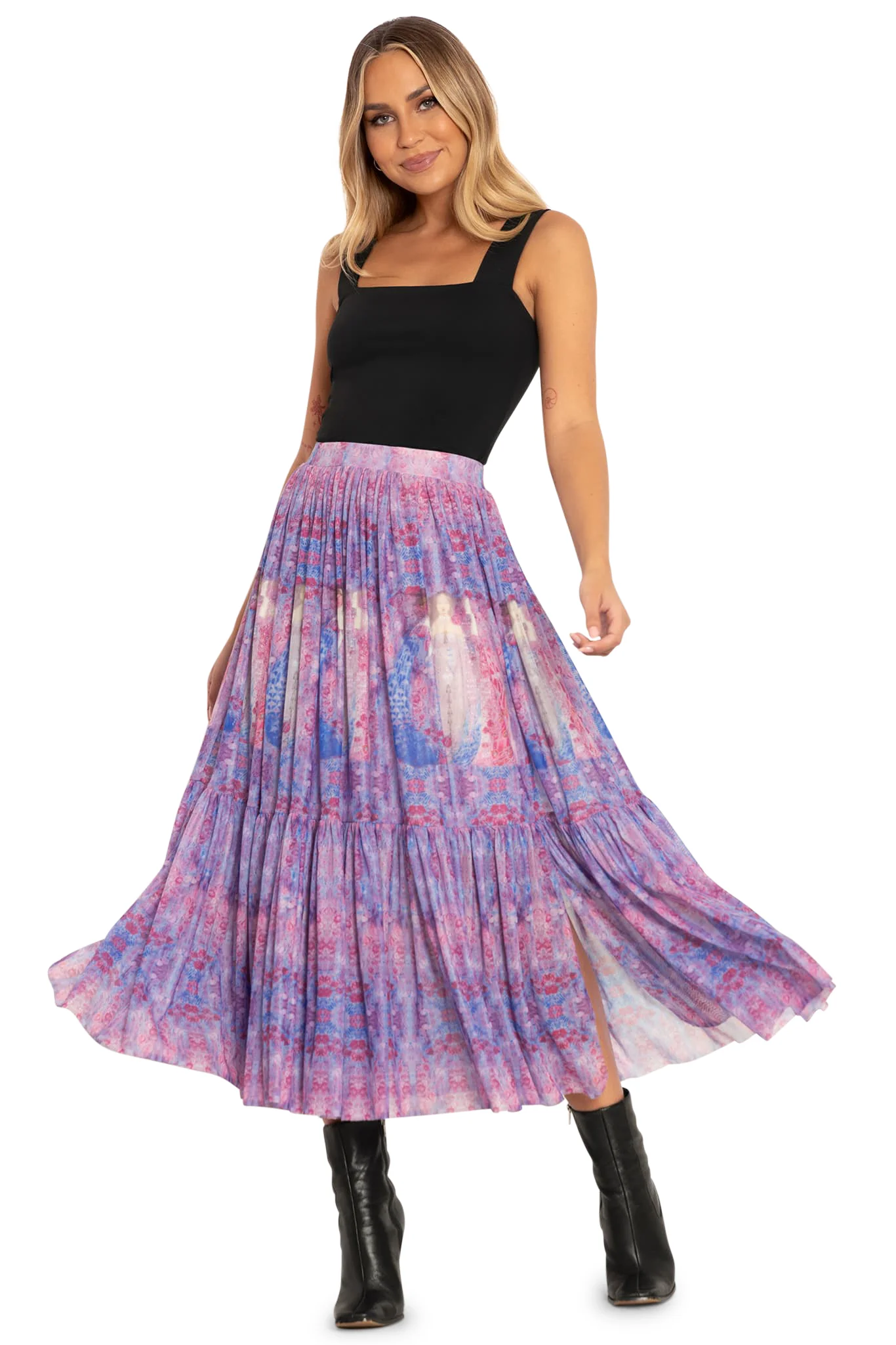 The Three Perfumes Split Sheer Midaxi Skirt