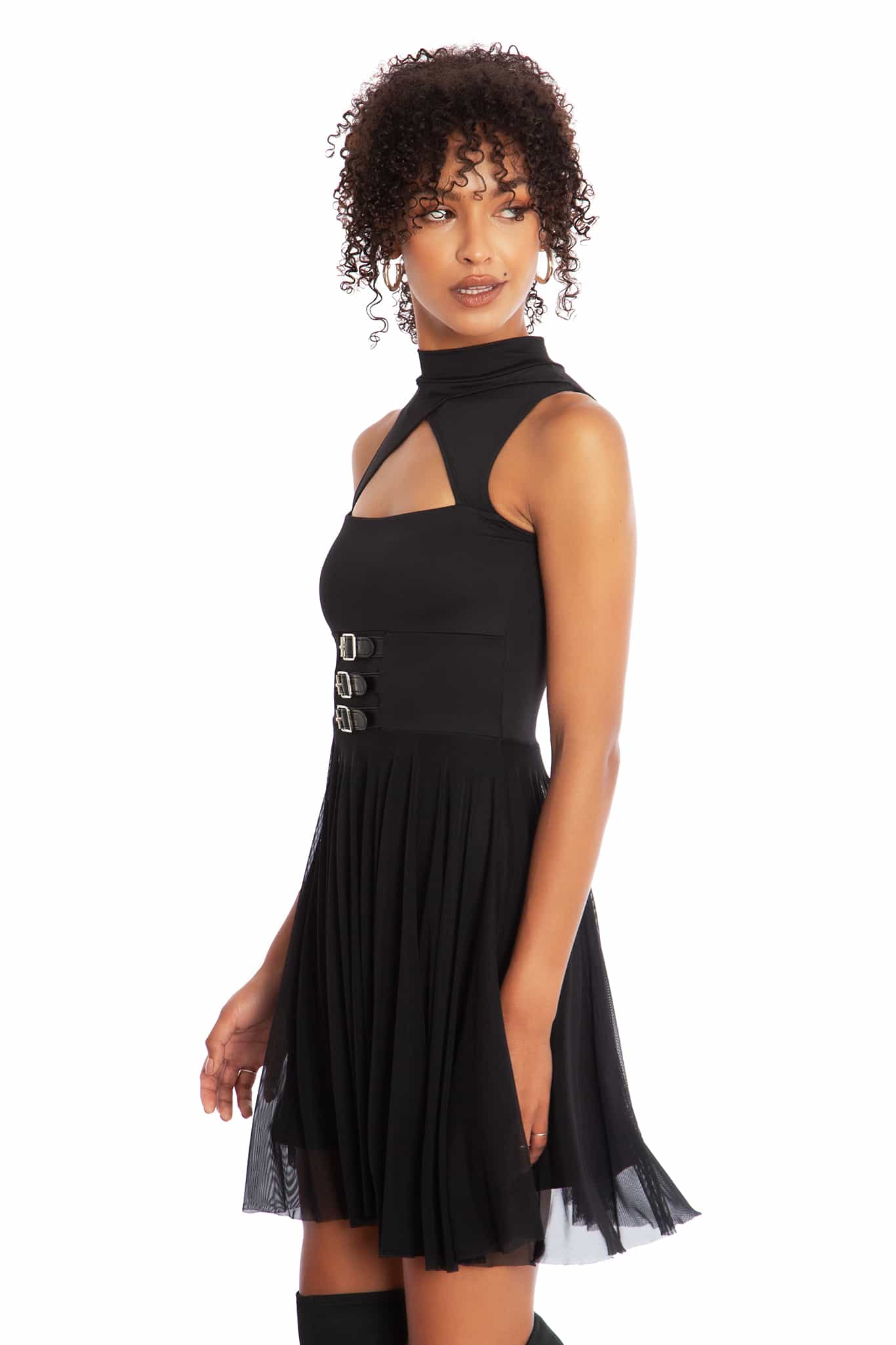 Triangulation High Neck Buckle Skater Dress - Image 4