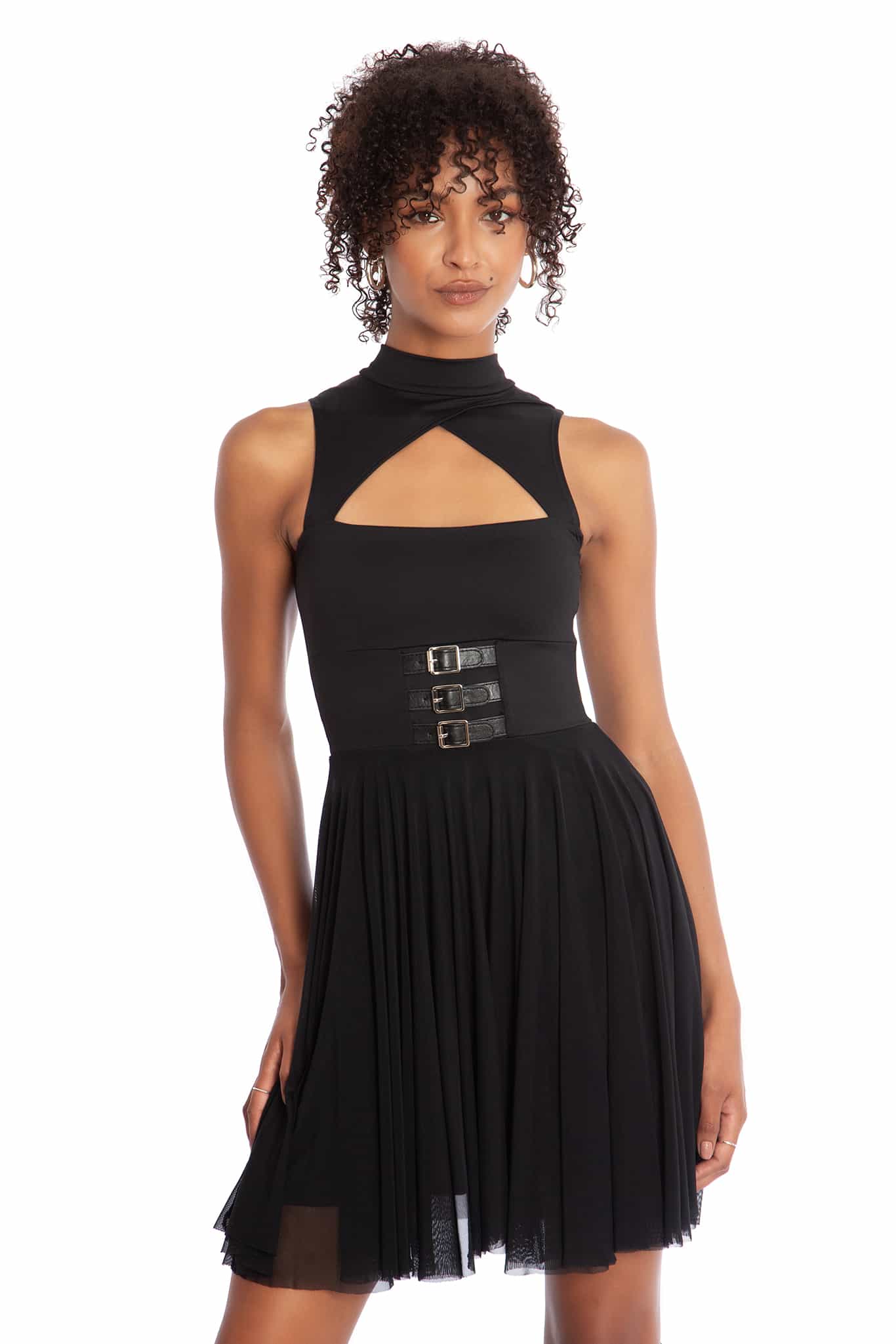 Triangulation High Neck Buckle Skater Dress - Image 5