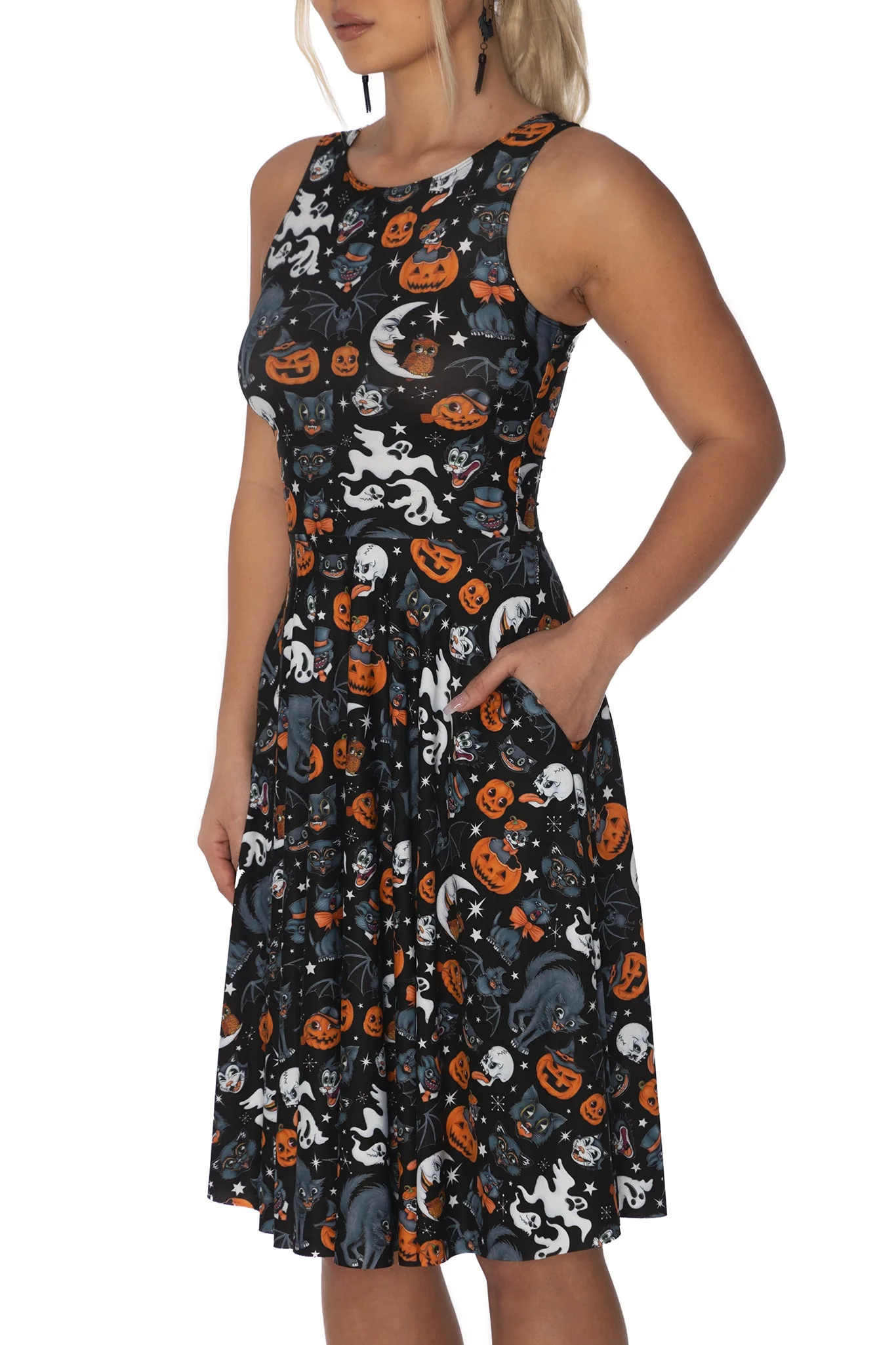 Trick Or Treat Black Princess Midi Dress - Image 3