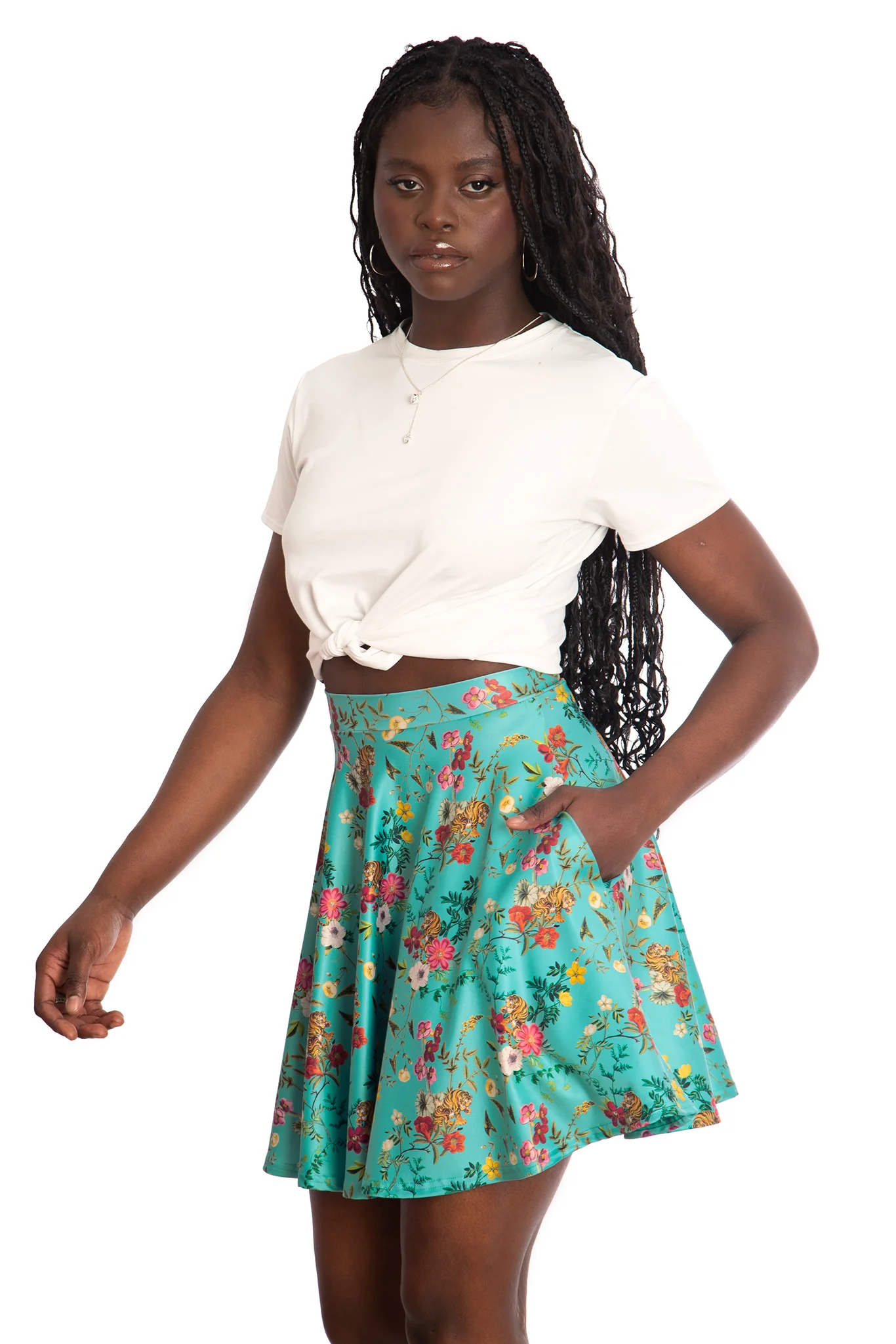 Tropical Tiger Pocket Skater Skirt - Image 4