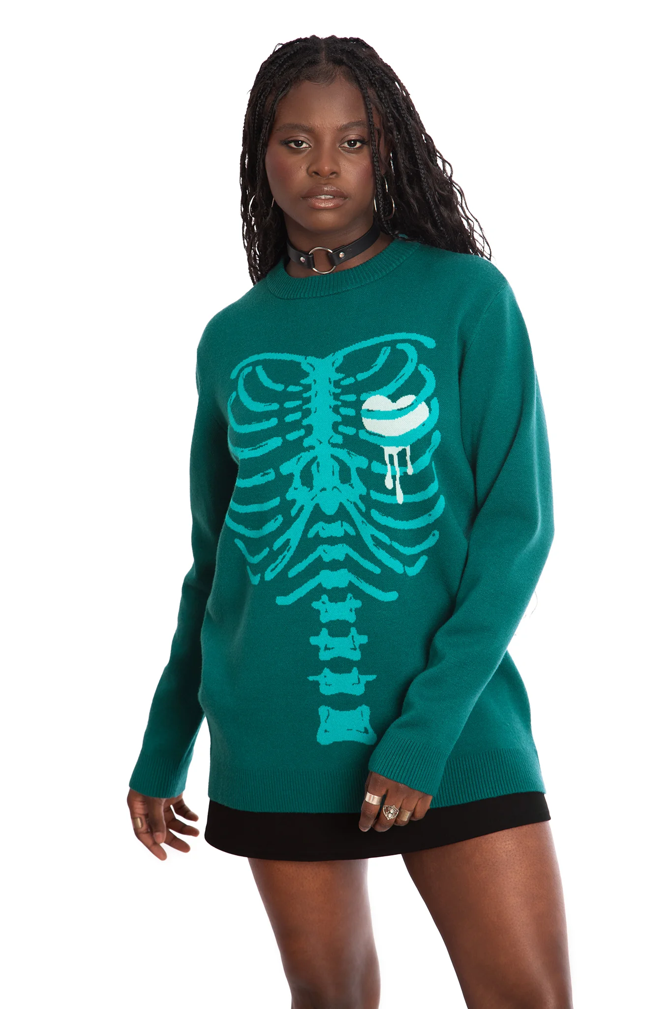 Under My Skin Green Crew Knit Sweater - Image 2