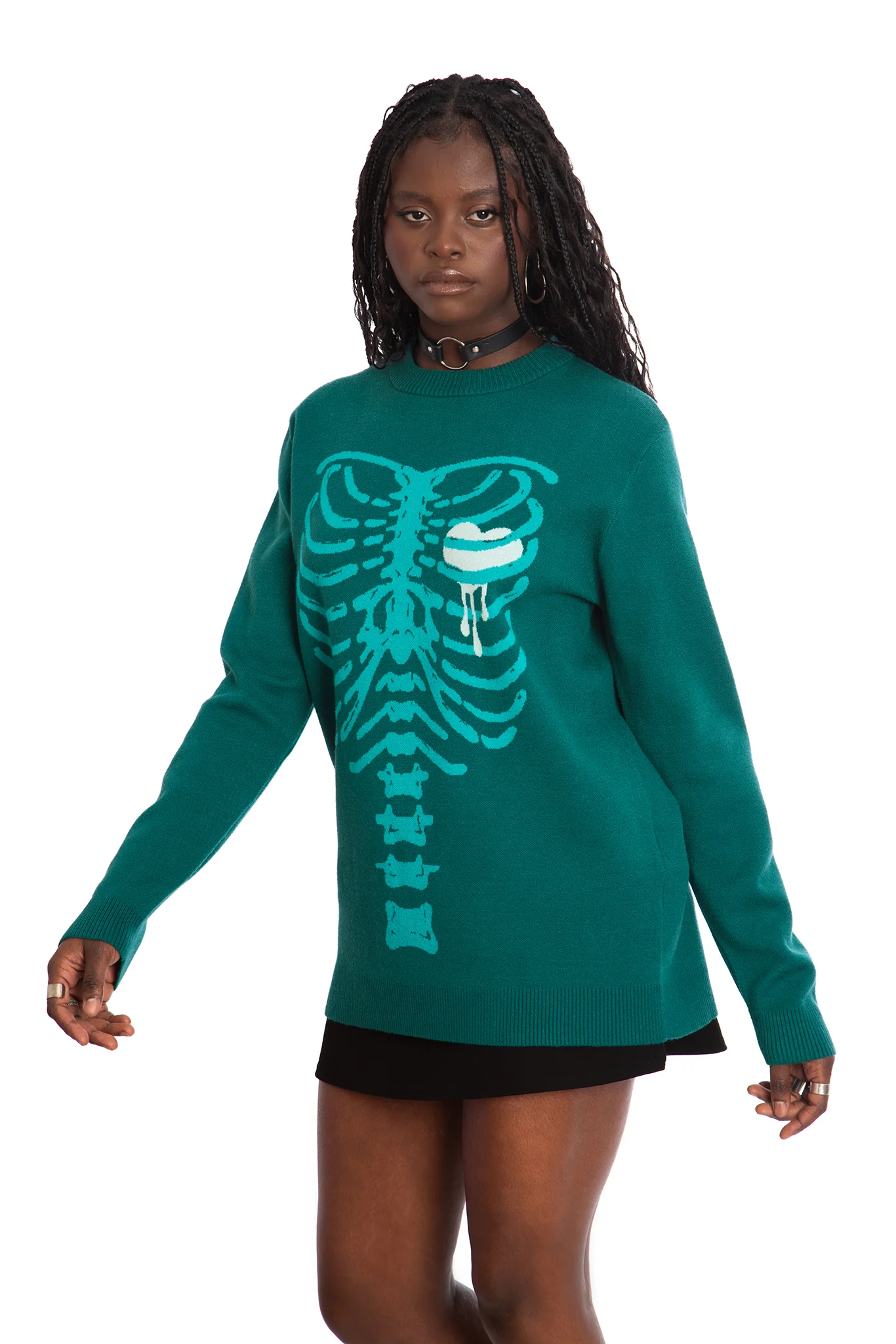 Under My Skin Green Crew Knit Sweater - Image 6