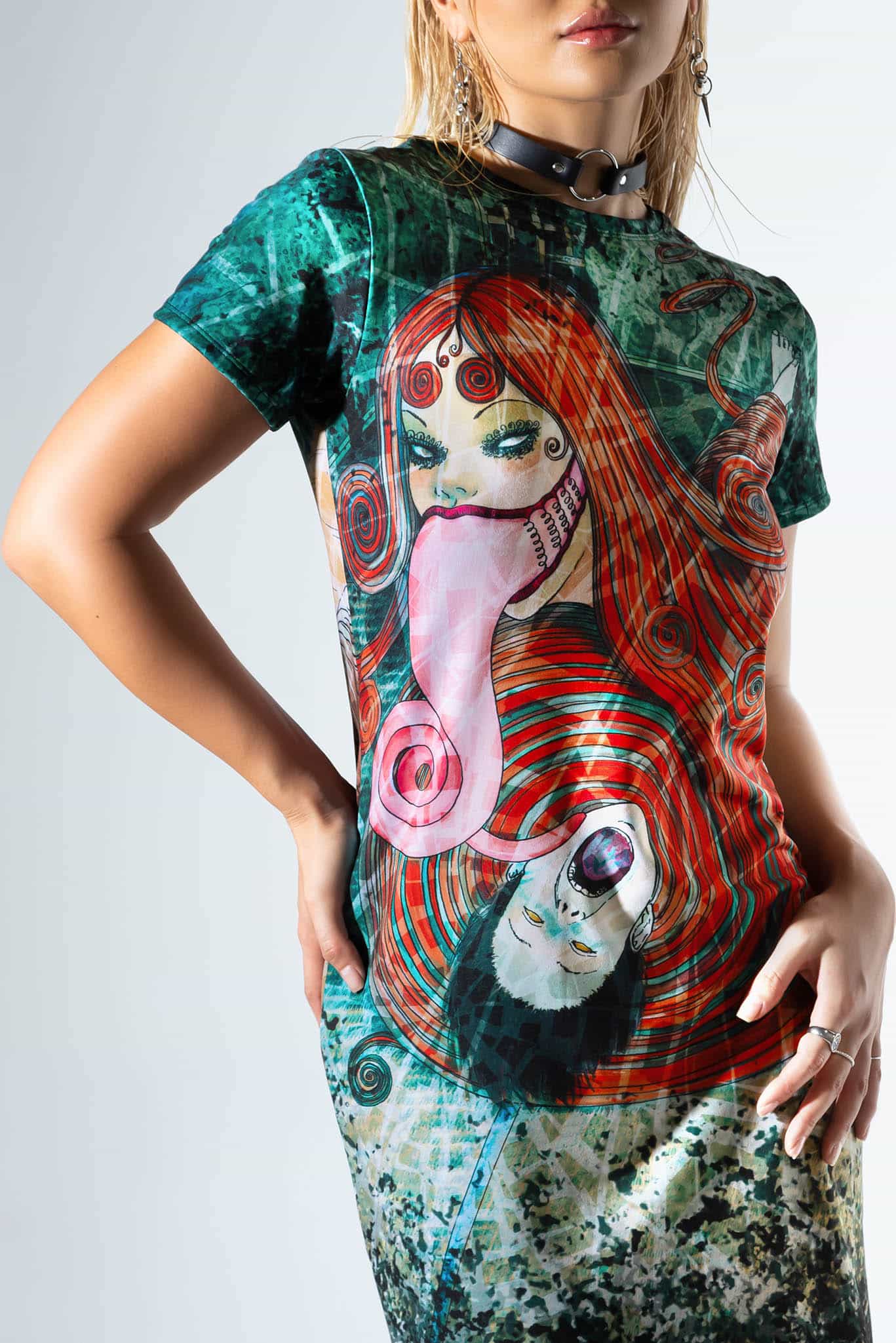 Uzumaki Reversible Longline Tee Dress - Image 6