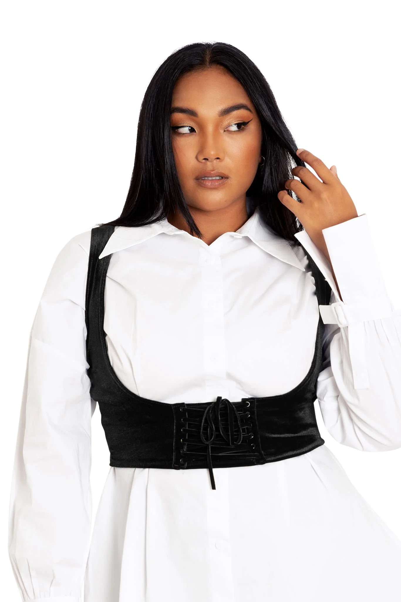 Velvet Black Laced Underbust Corset