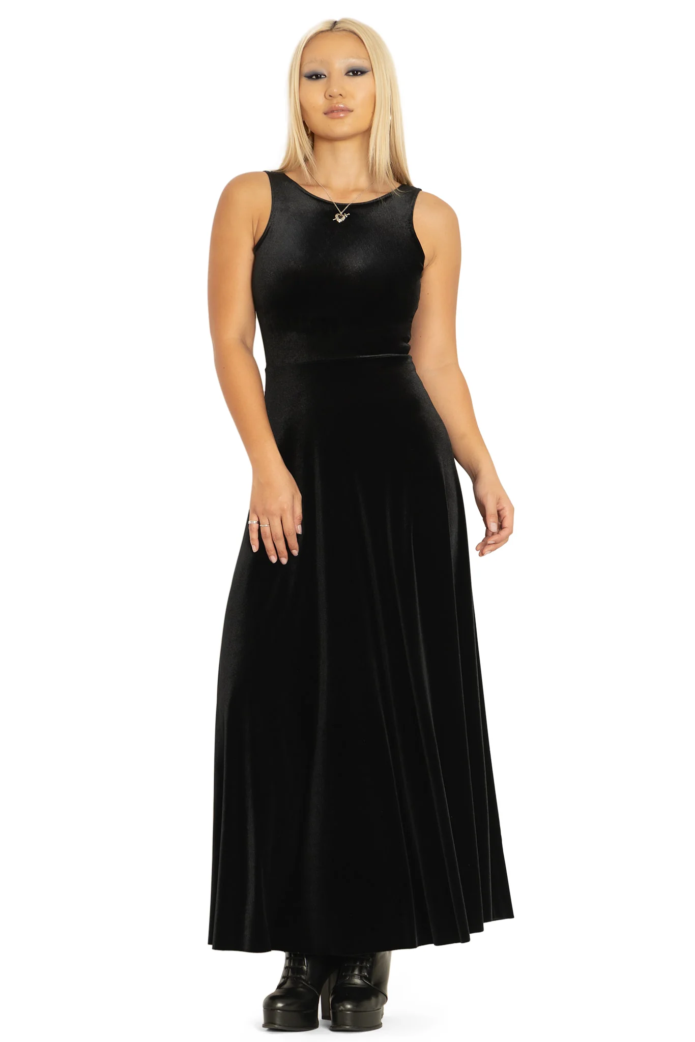 Velvet Black Underbust Maxi Dress - Image 6