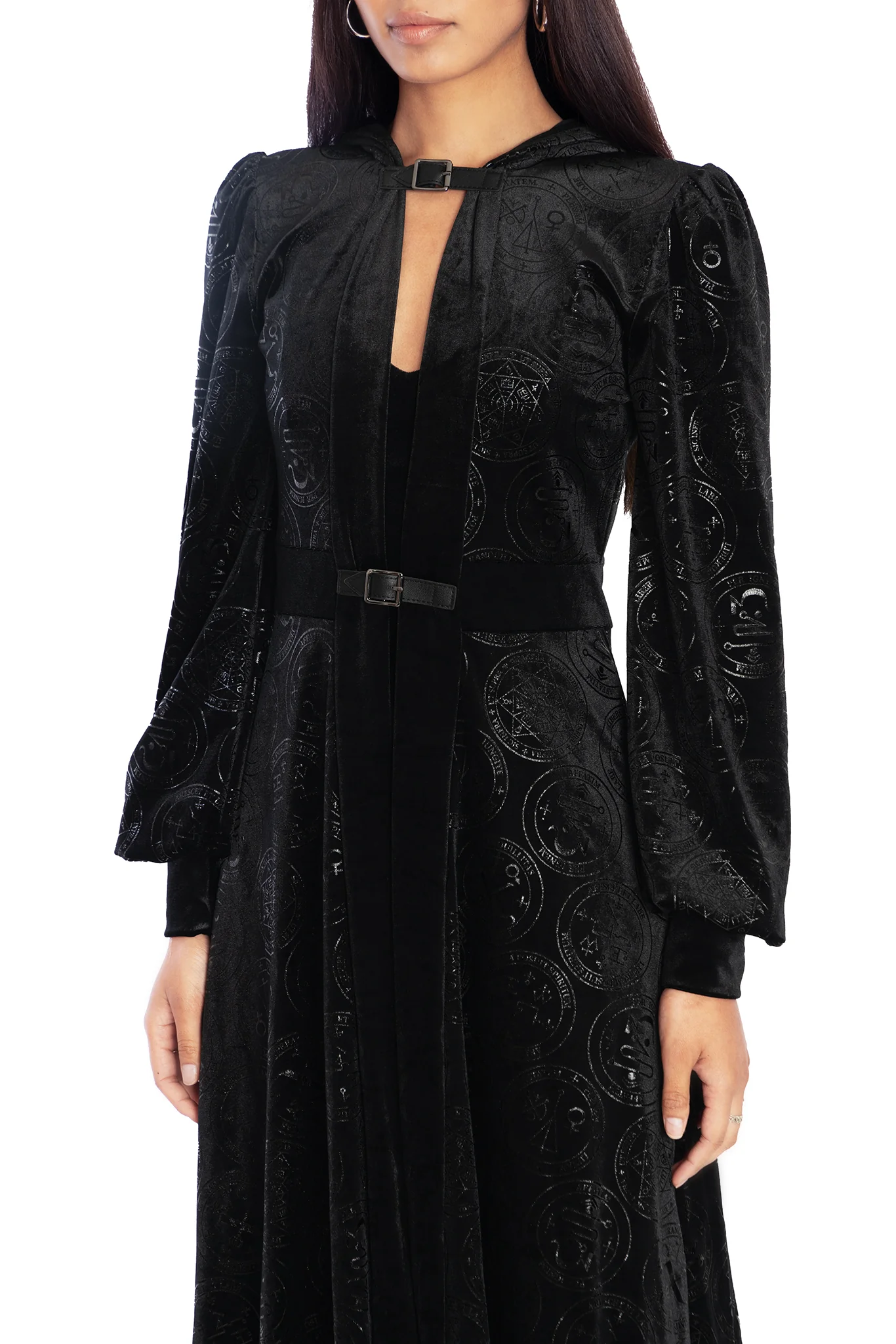 Good Charms Velvet Hooded Maxi Jacket - Image 3