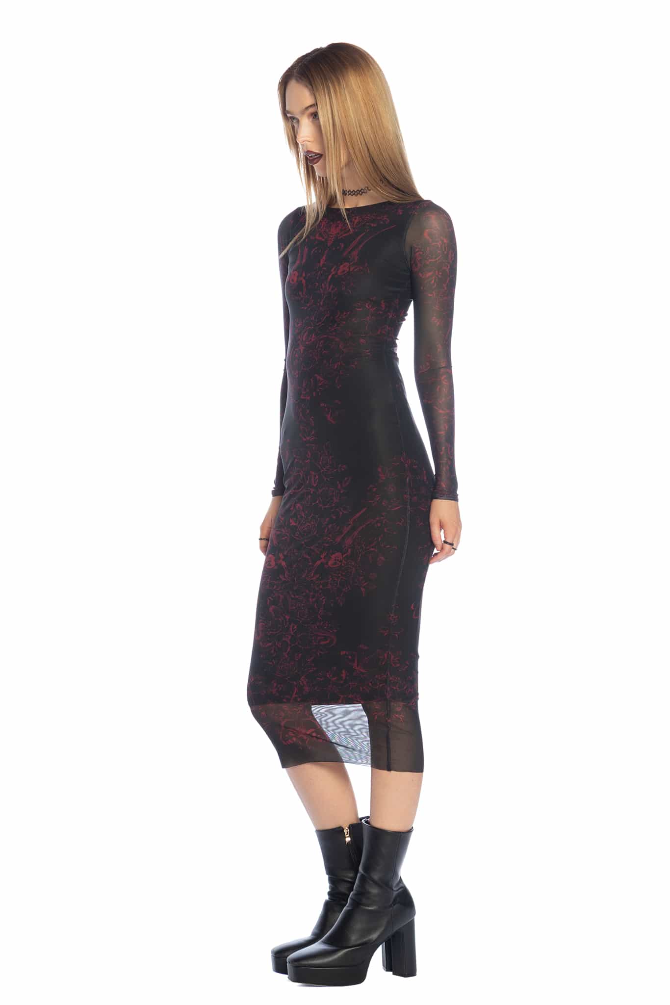 Venom Veil Long Sleeve Bodycon Dress - Image 5