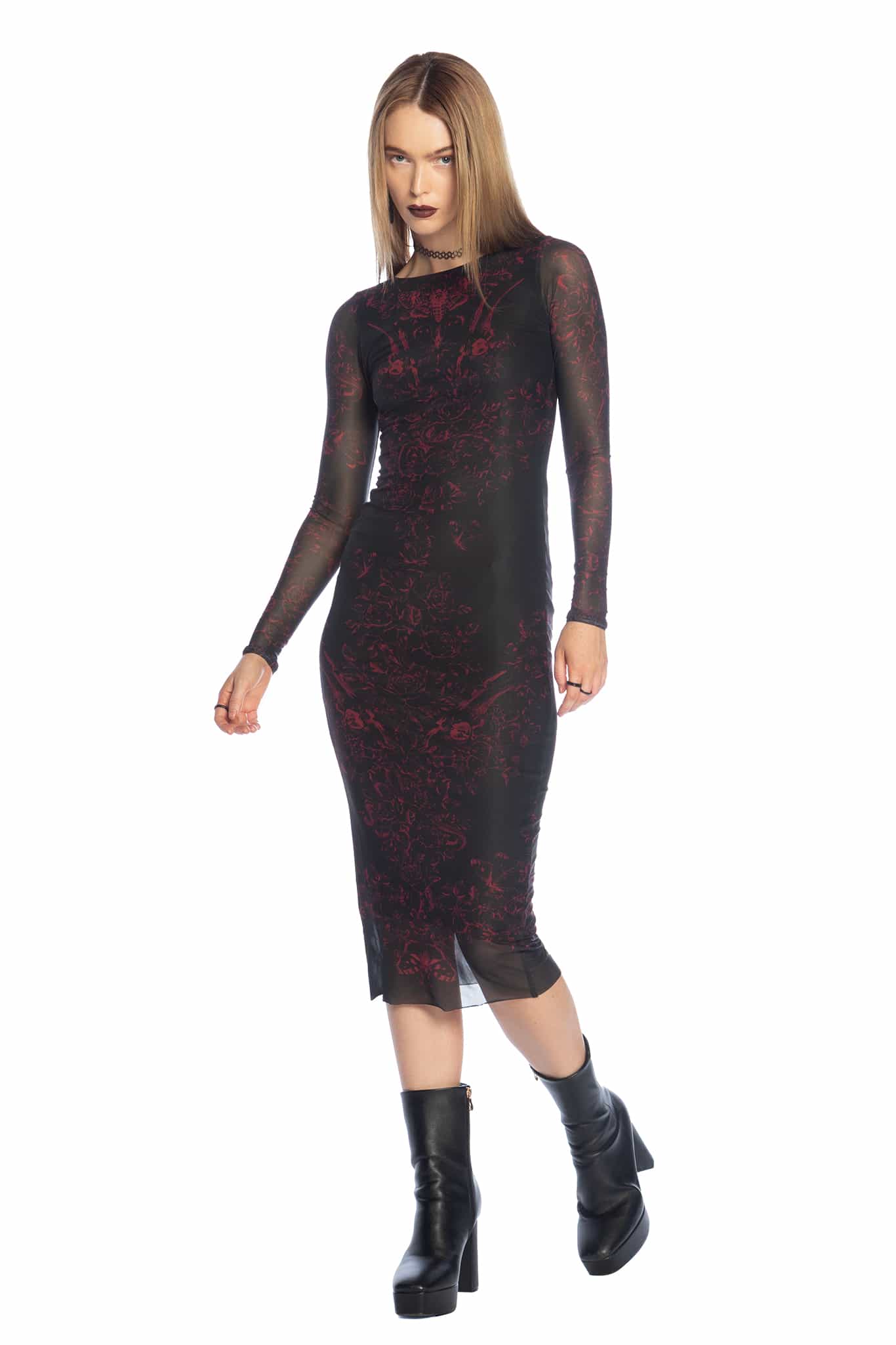 Venom Veil Long Sleeve Bodycon Dress - Image 6