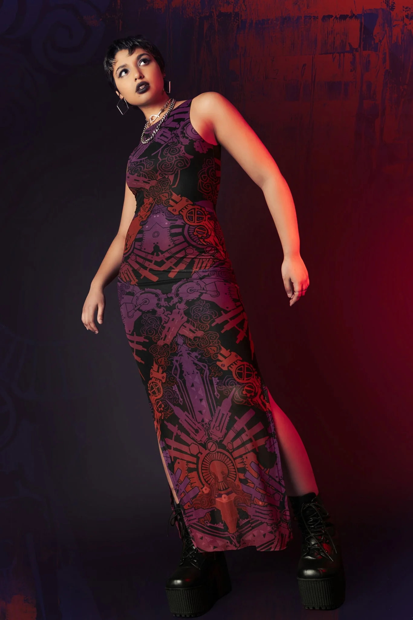 Vi's Tattoos Sheer Column Maxi Dress - Image 4