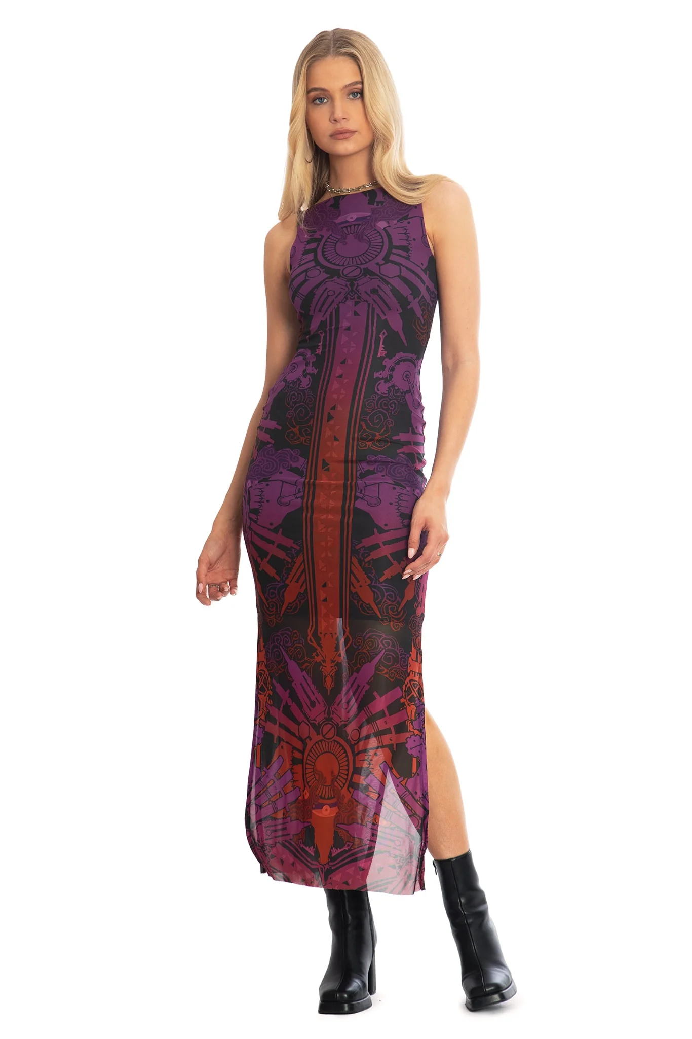 Vi's Tattoos Sheer Column Maxi Dress - Image 6