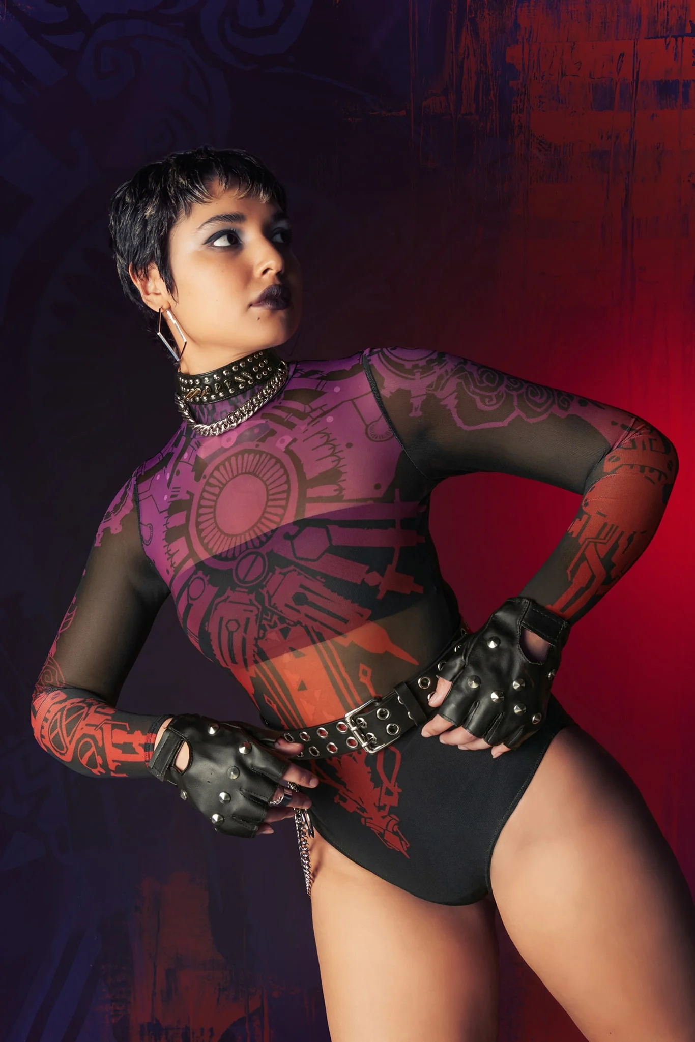 Vi's Tattoos Sheer High Neck Long Sleeve Bodysuit - Image 4