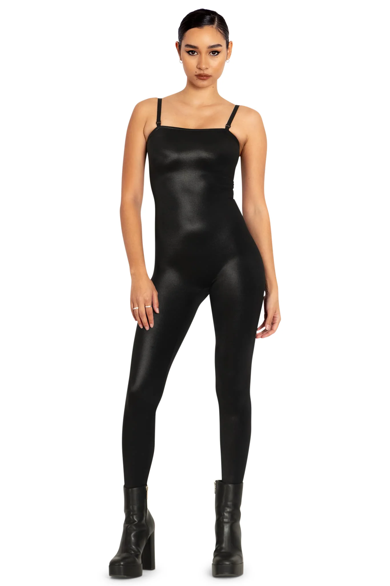 Wet Look Strappy Catsuit