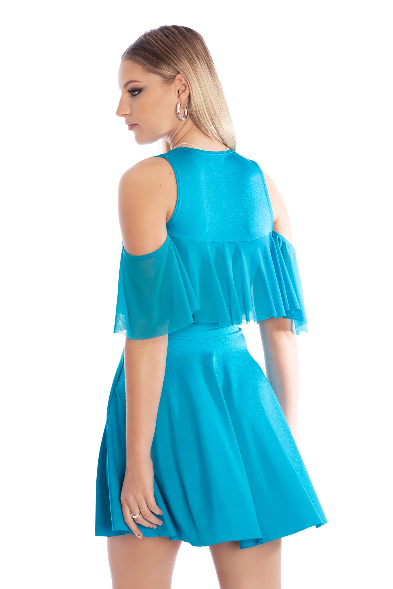 Turquoise Off The Shoulder Dress - Image 2