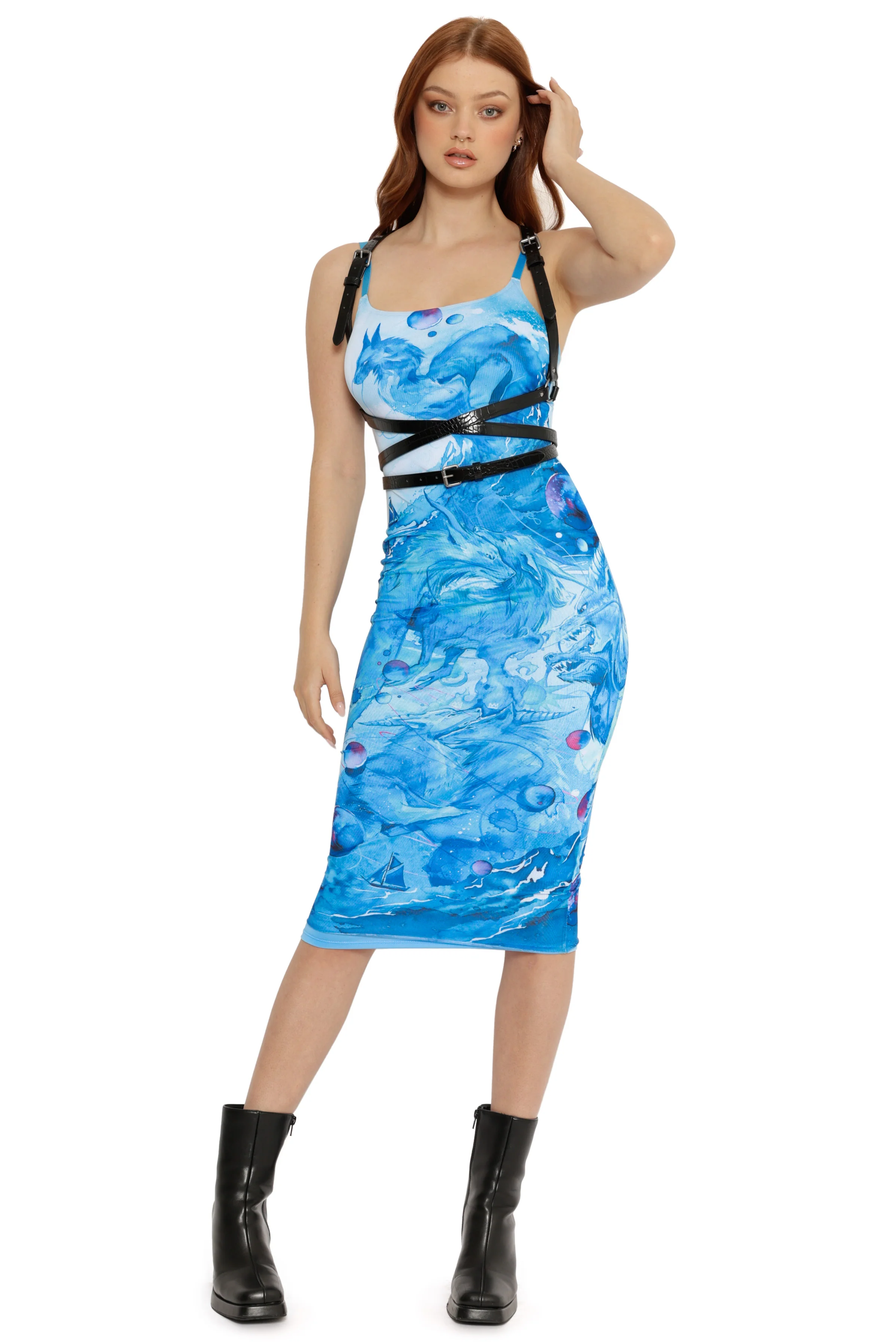 Whimsy Water Sheer Bodycon Slip Dress - Image 2