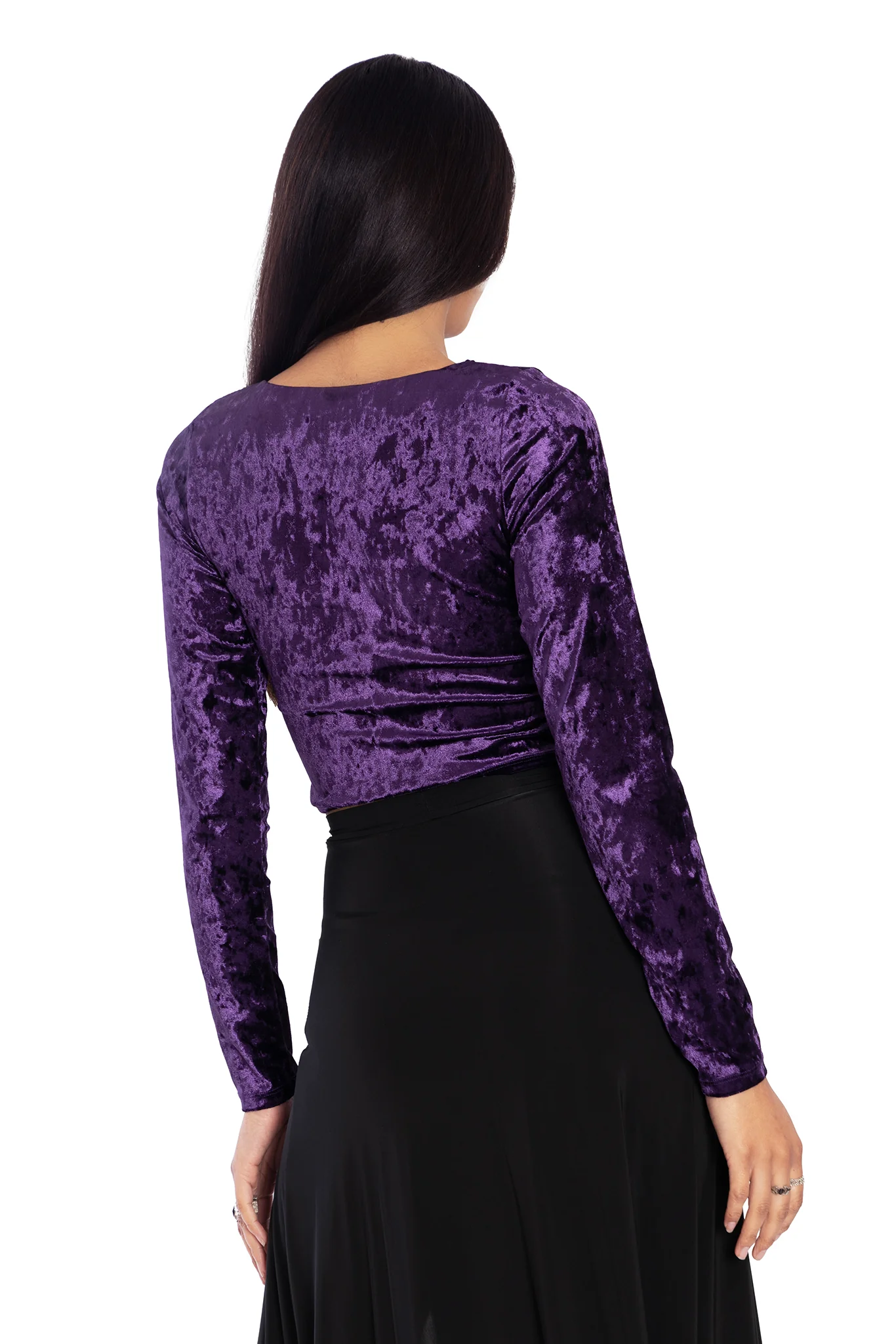 Wiccan Crushed Velvet Long Sleeve Pentagram Top - Image 2
