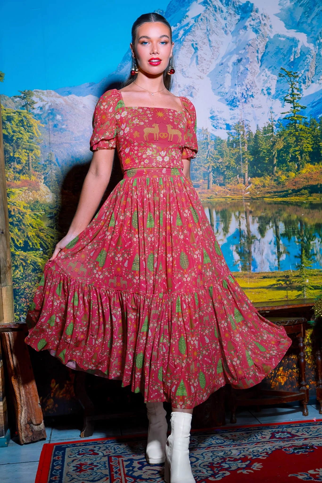 Wild Christmas Two Tier Sheer Midaxi Skirt - Image 6