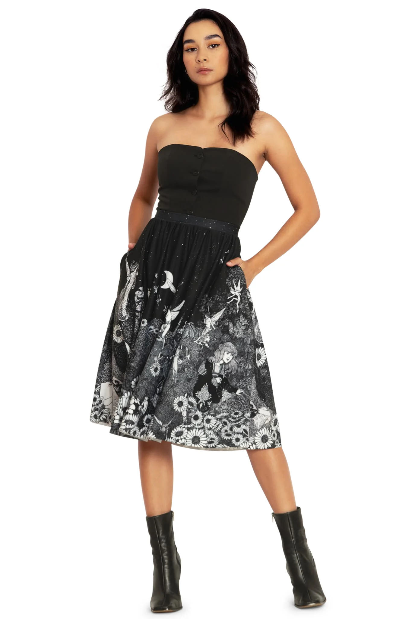 William Heath Robinson's Fairytales Pocket Midi Skirt