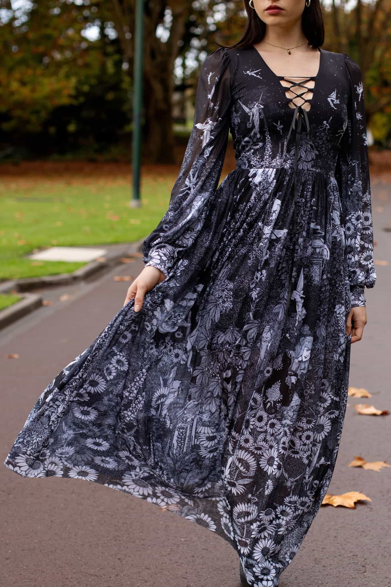 William Heath Robinson's Fairytales Sheer Bishop Maxi Dress - Image 11