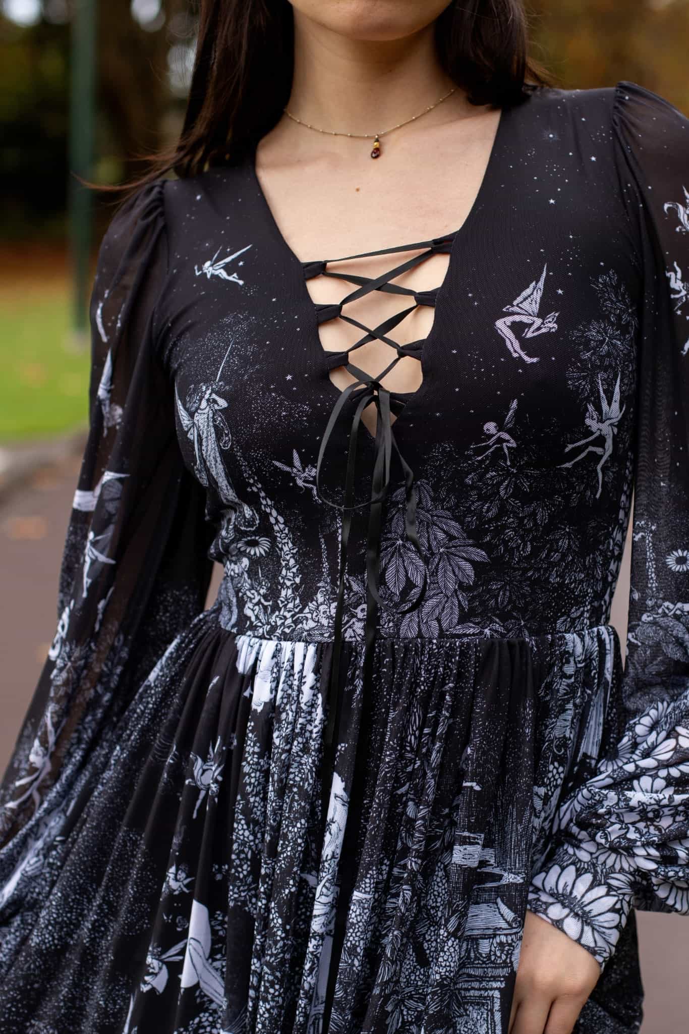 William Heath Robinson's Fairytales Sheer Bishop Maxi Dress - Image 3