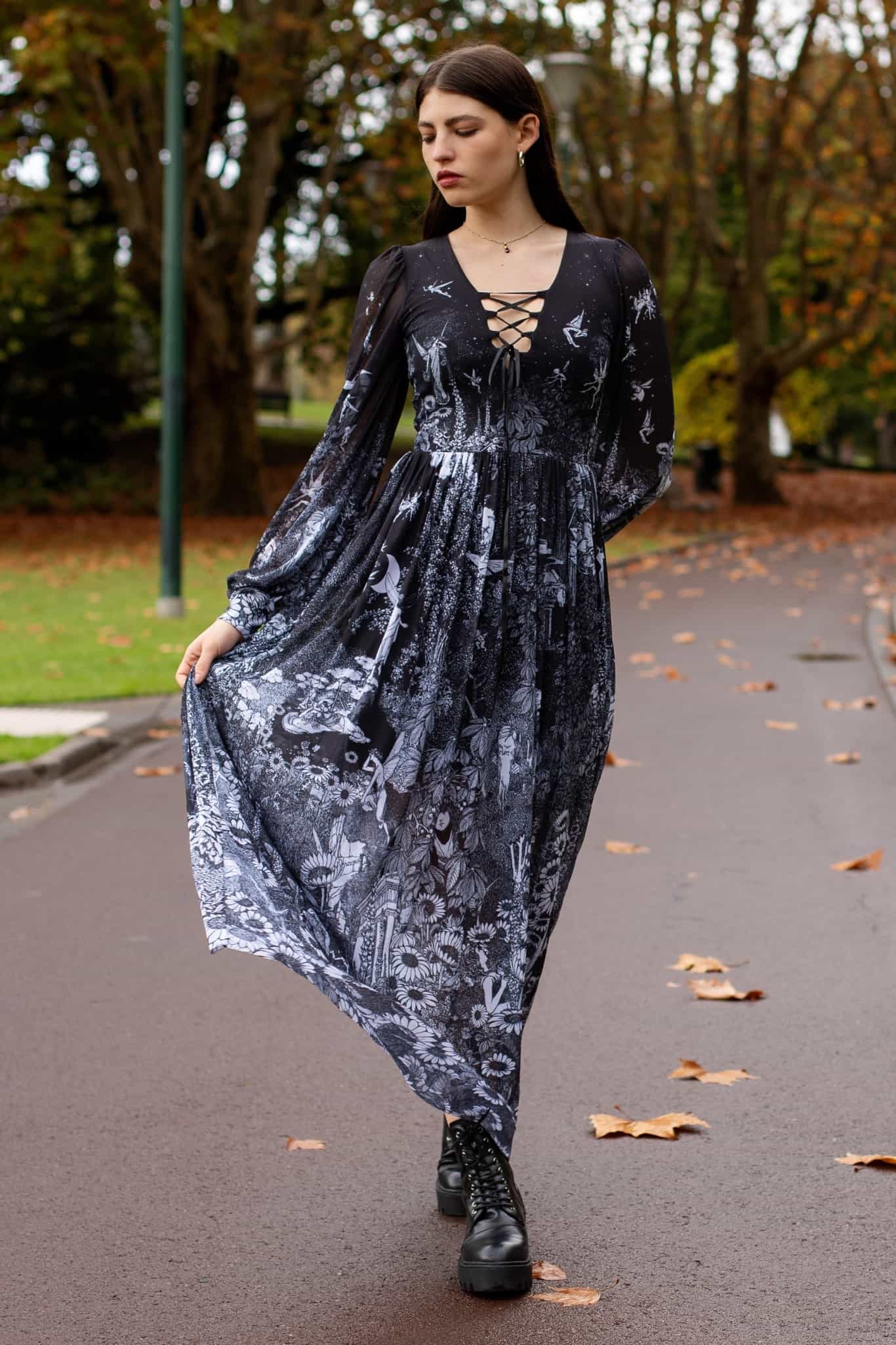 William Heath Robinson's Fairytales Sheer Bishop Maxi Dress - Image 6