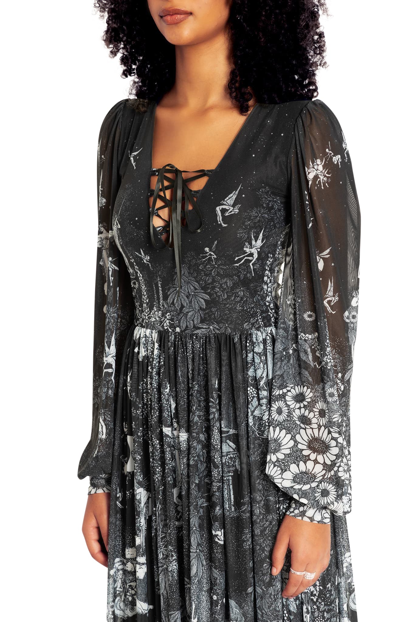William Heath Robinson's Fairytales Sheer Bishop Maxi Dress - Image 7