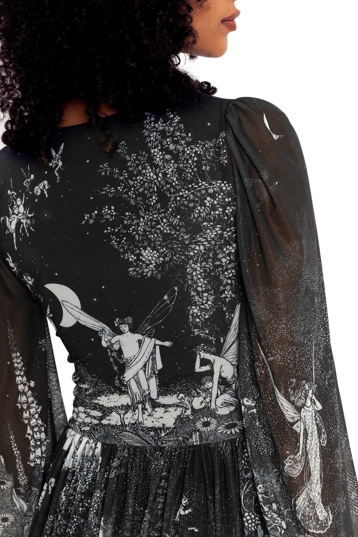 William Heath Robinson's Fairytales Sheer Bishop Maxi Dress - Image 8